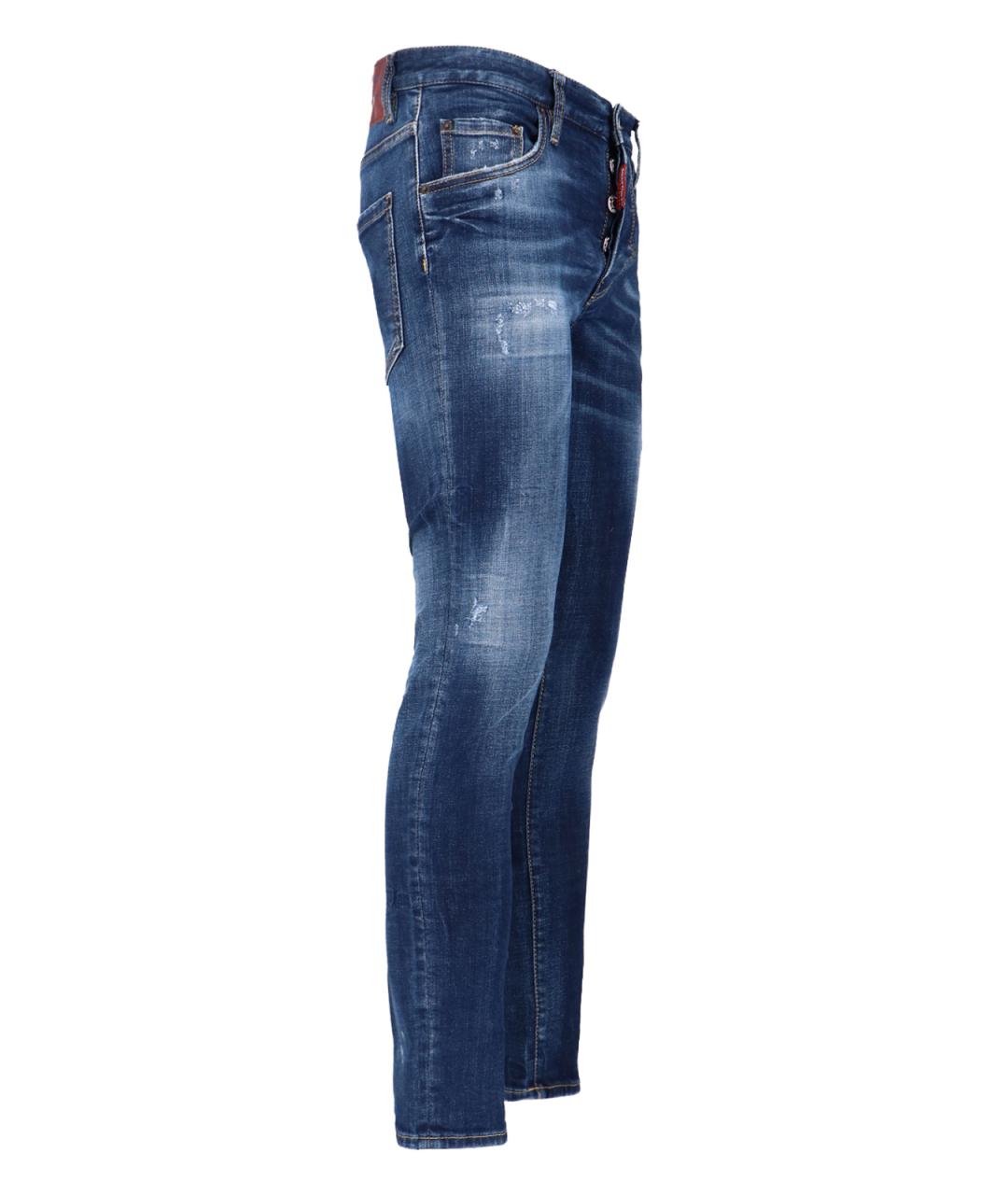 DSQUARED2 Синие хлопковые прямые джинсы, фото 2