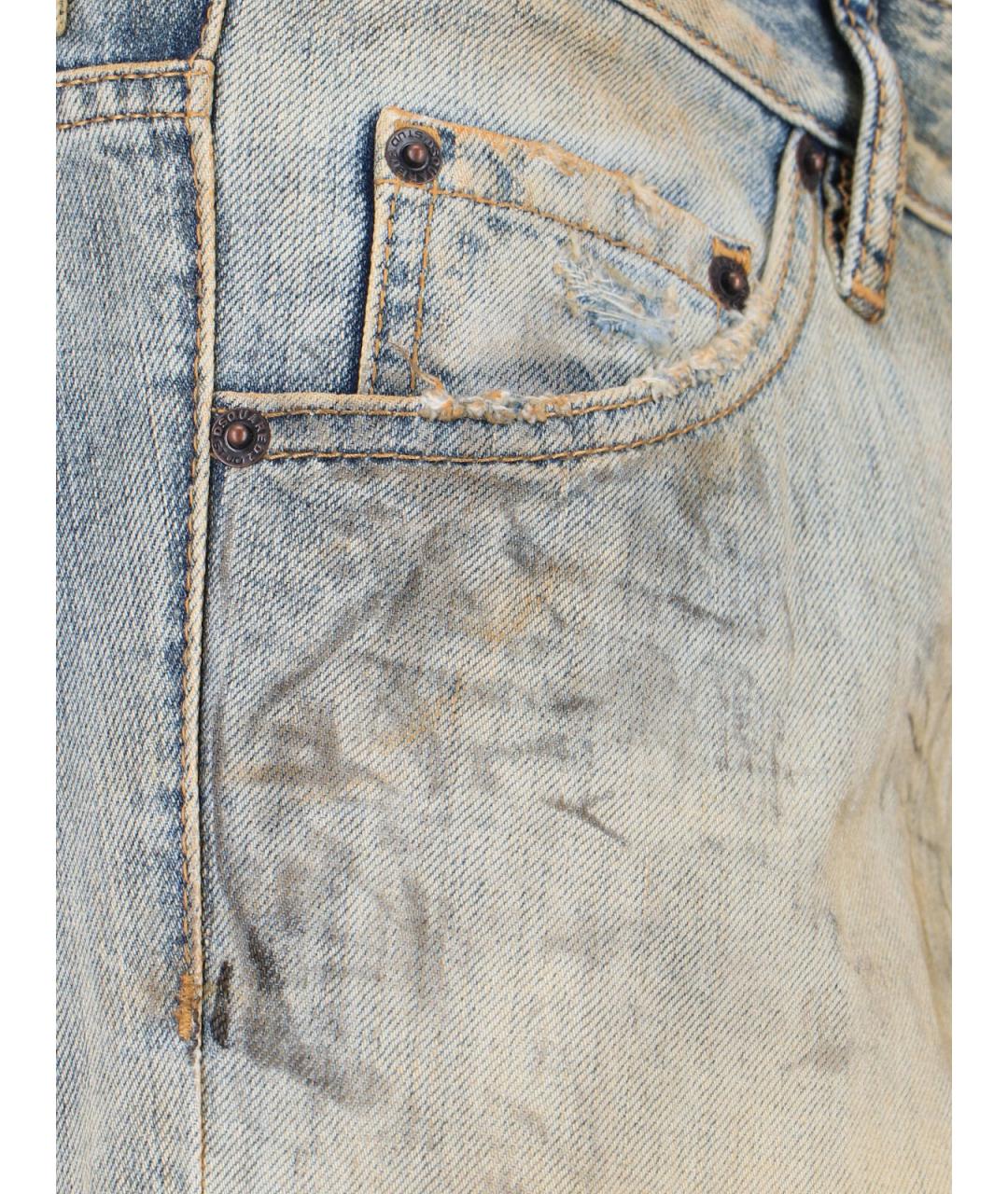DSQUARED2 Синие хлопковые прямые джинсы, фото 3