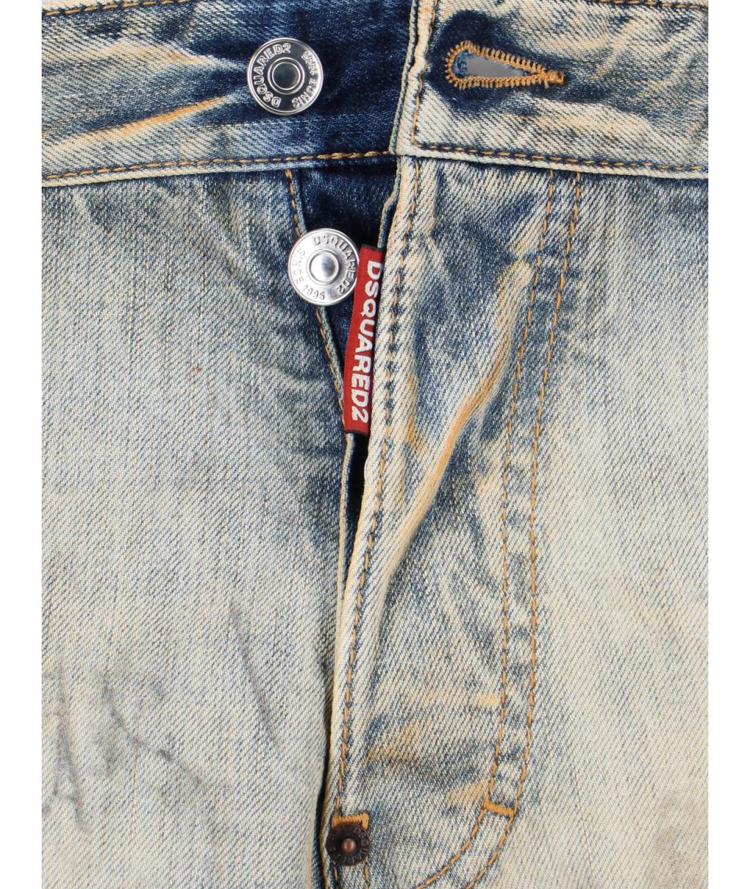 DSQUARED2 Синие хлопковые прямые джинсы, фото 4
