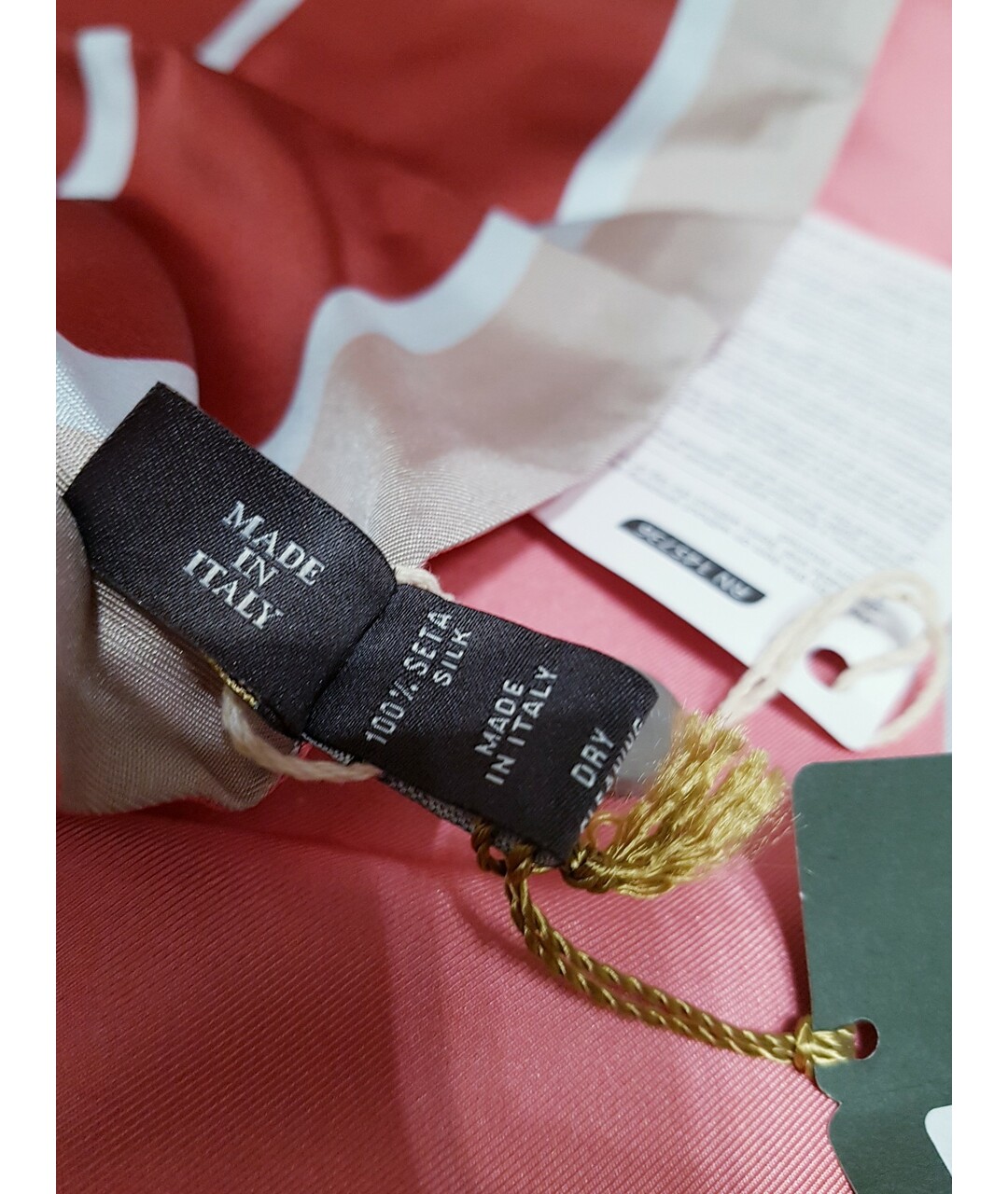 LORO PIANA Розовый шелковый шарф, фото 5