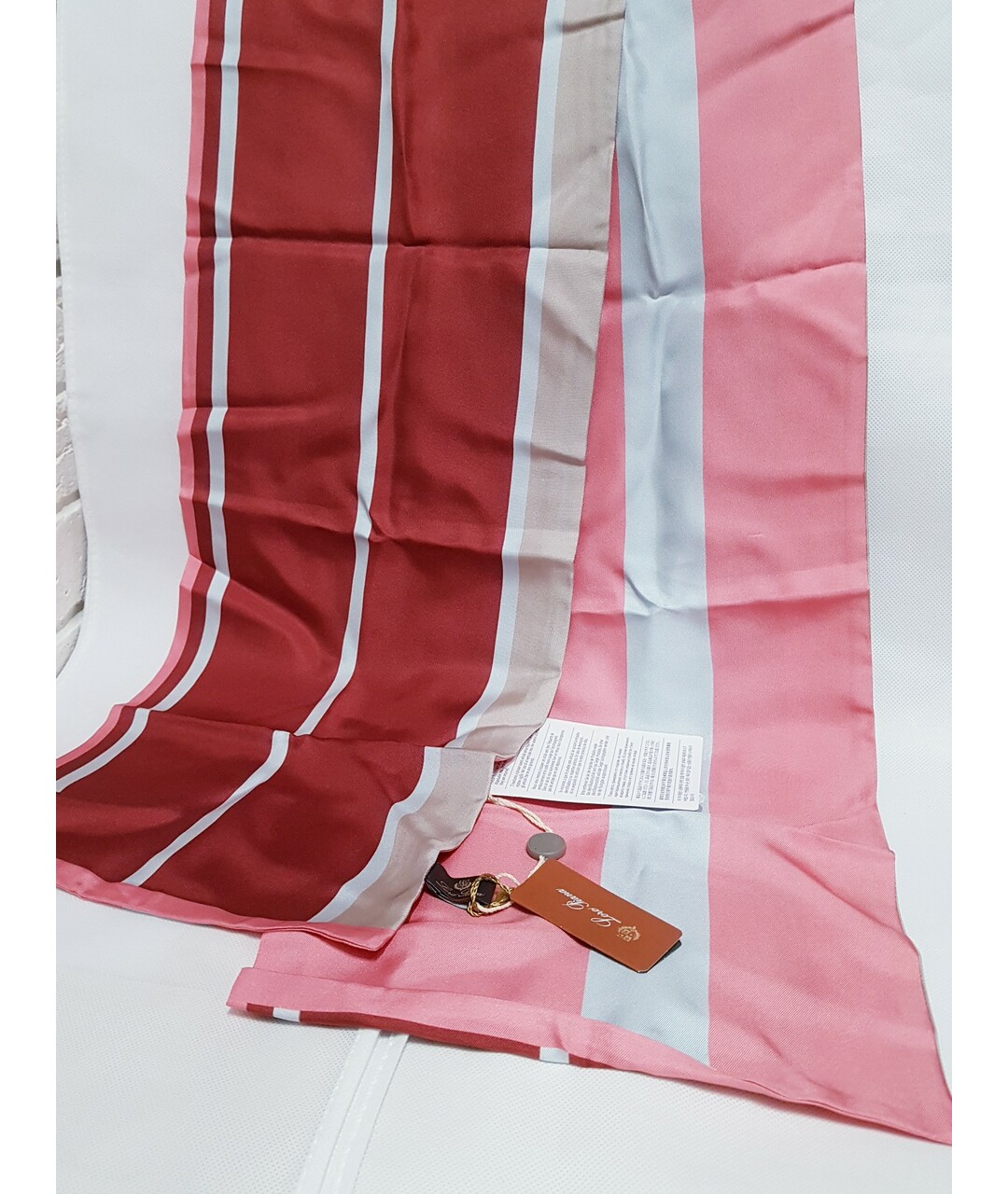 LORO PIANA Розовый шелковый шарф, фото 4