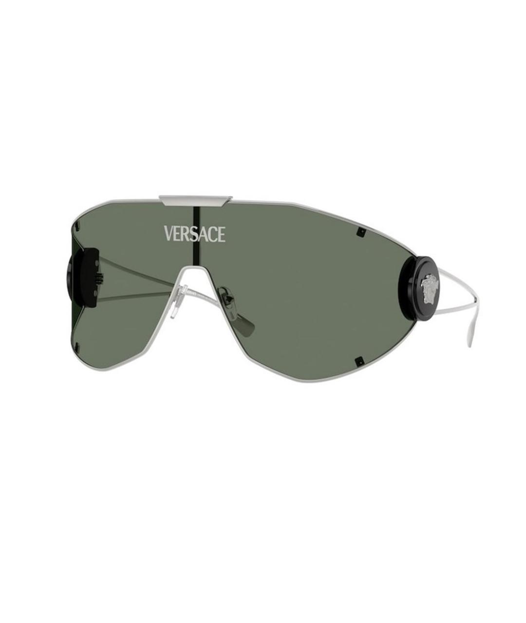 VERSACE Серебряные металлические солнцезащитные очки, фото 1