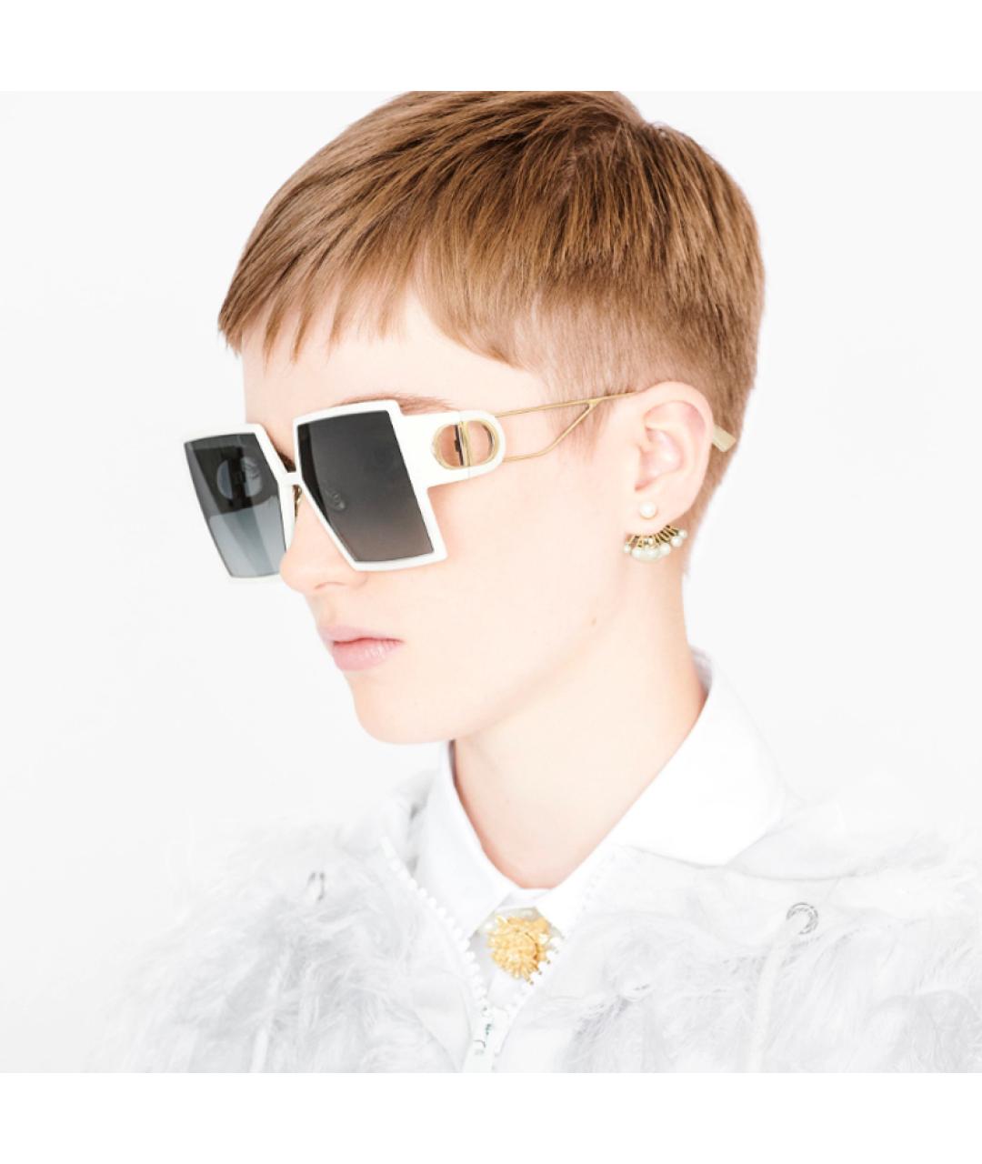 CHRISTIAN DIOR Белые пластиковые солнцезащитные очки, фото 3