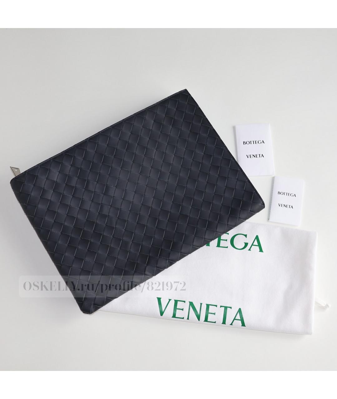 BOTTEGA VENETA Черная кожаная папка для документов, фото 2