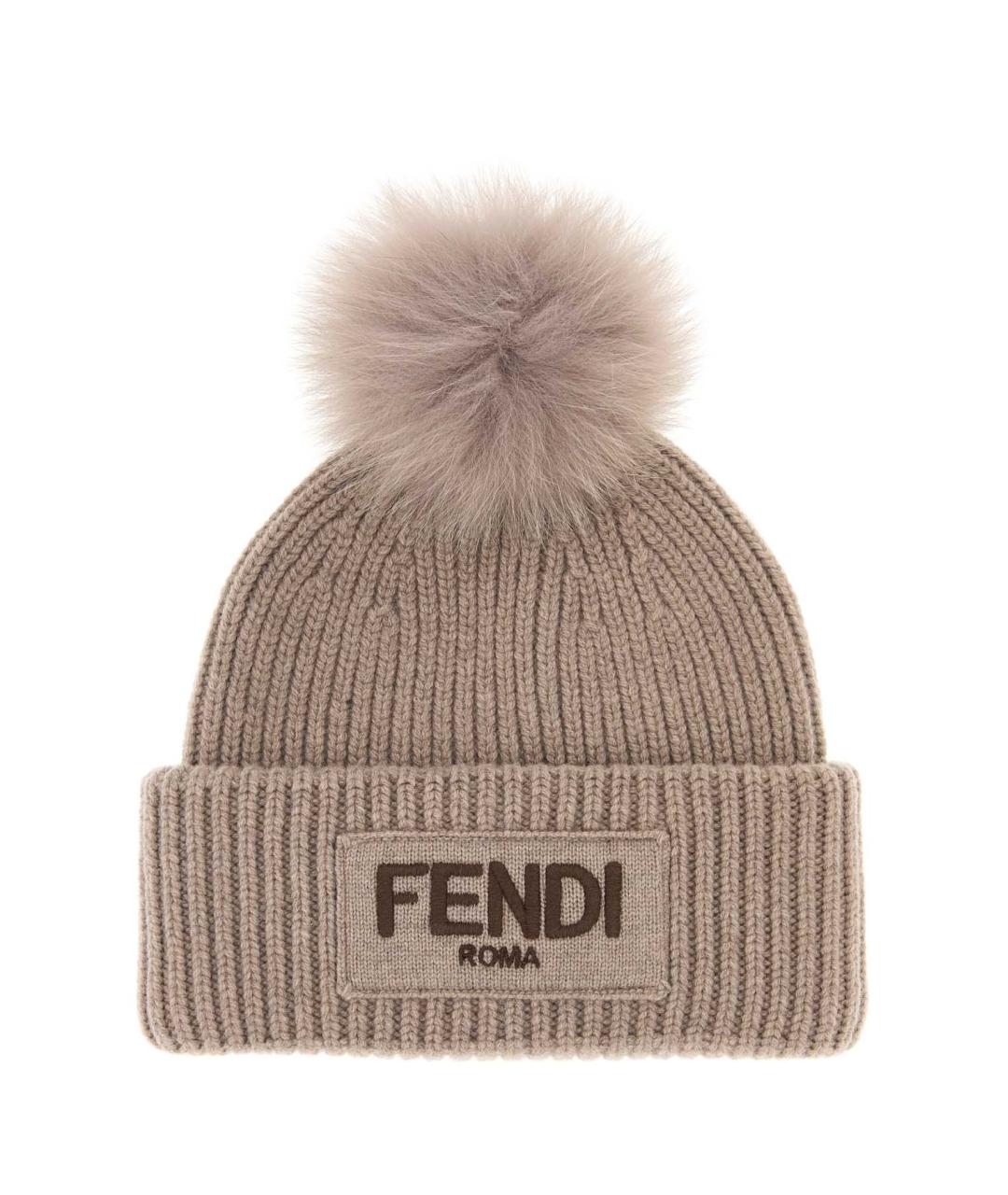 FENDI Бежевая шерстяная шапка, фото 1