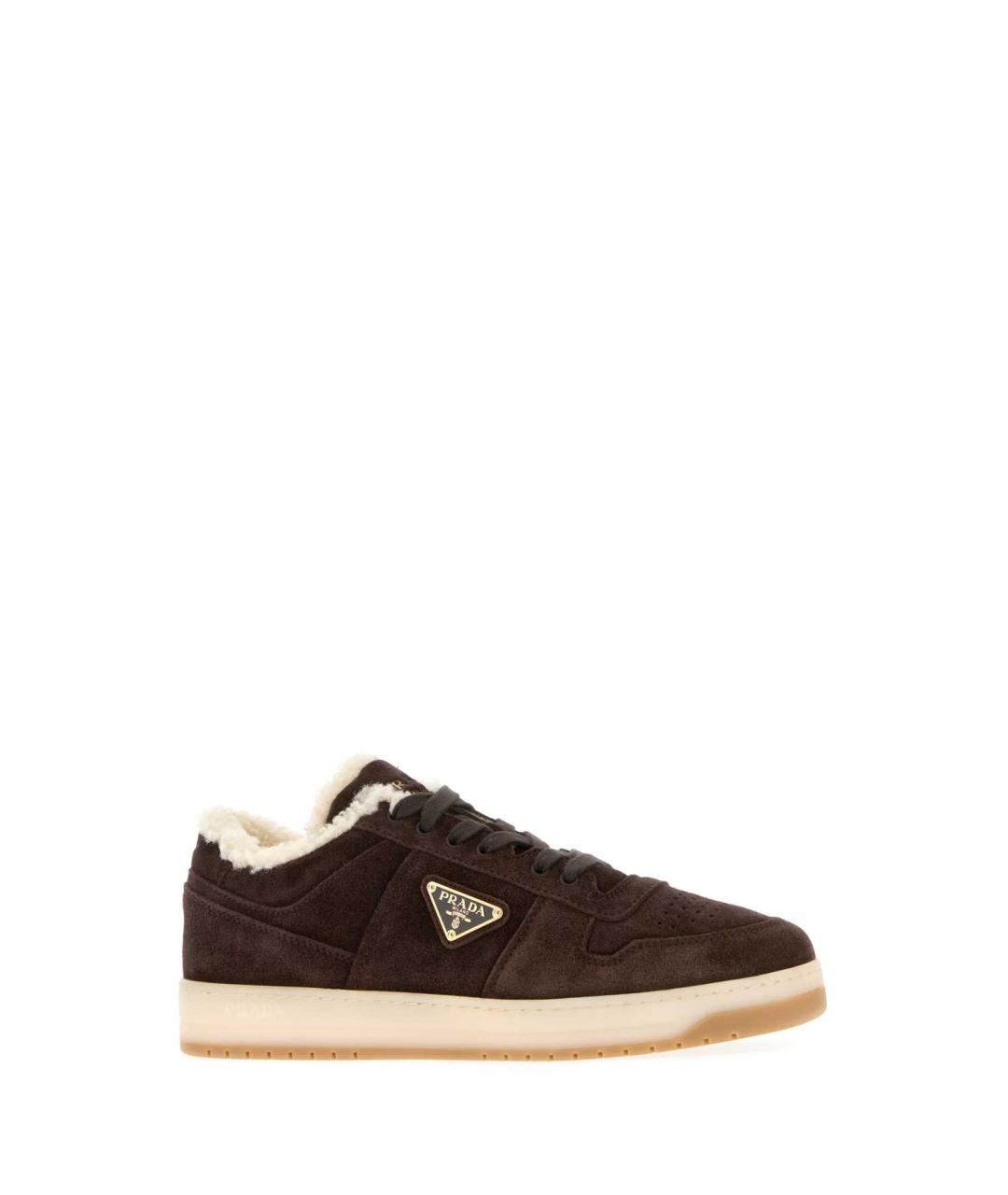 PRADA Коричневые замшевые низкие кроссовки / кеды, фото 2