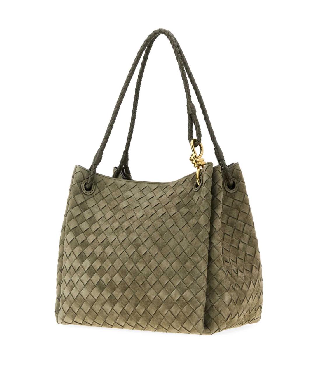 BOTTEGA VENETA Зеленая замшевая сумка тоут, фото 2