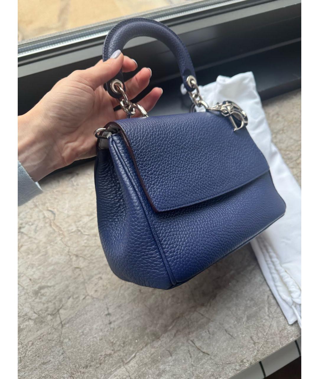 CHRISTIAN DIOR Темно-синяя кожаная сумка с короткими ручками, фото 2