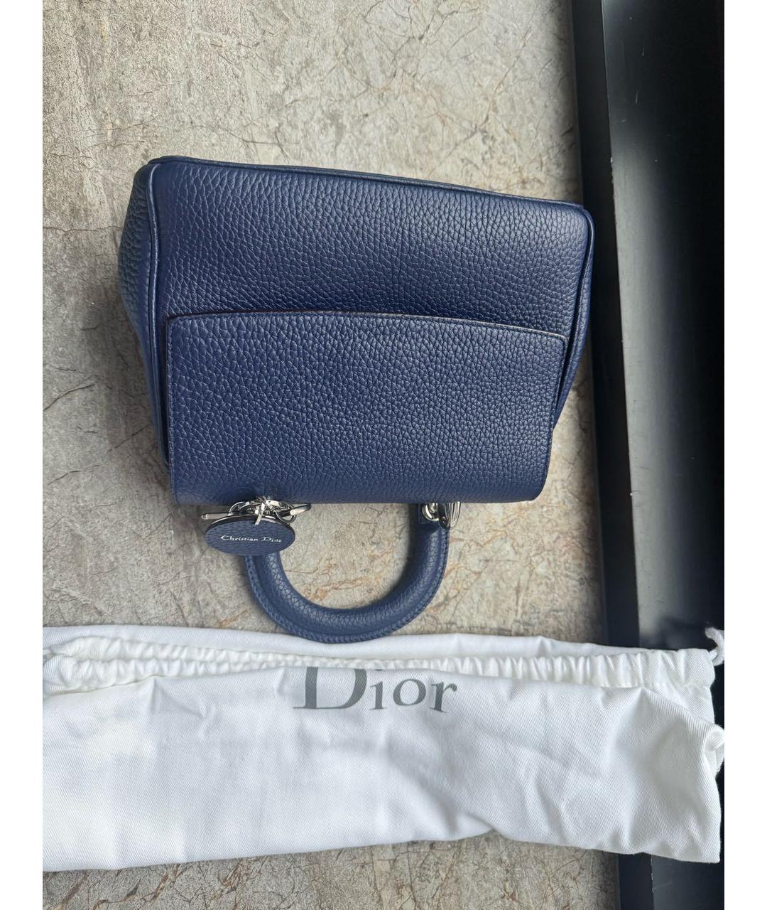 CHRISTIAN DIOR Темно-синяя кожаная сумка с короткими ручками, фото 5