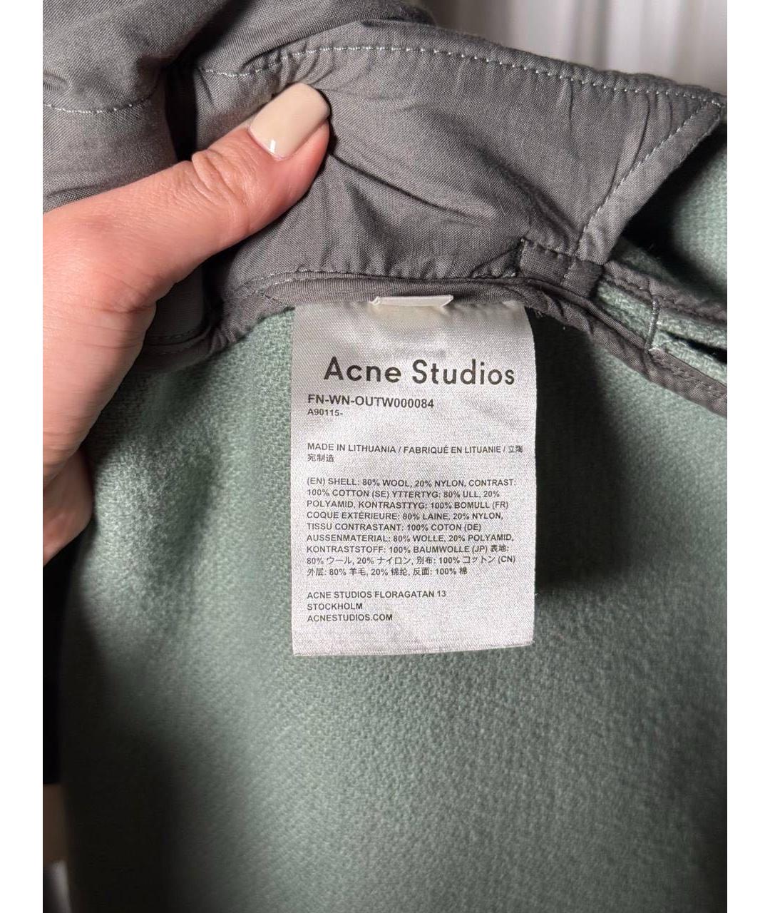 ACNE STUDIOS Зеленые шерстяное пальто, фото 5