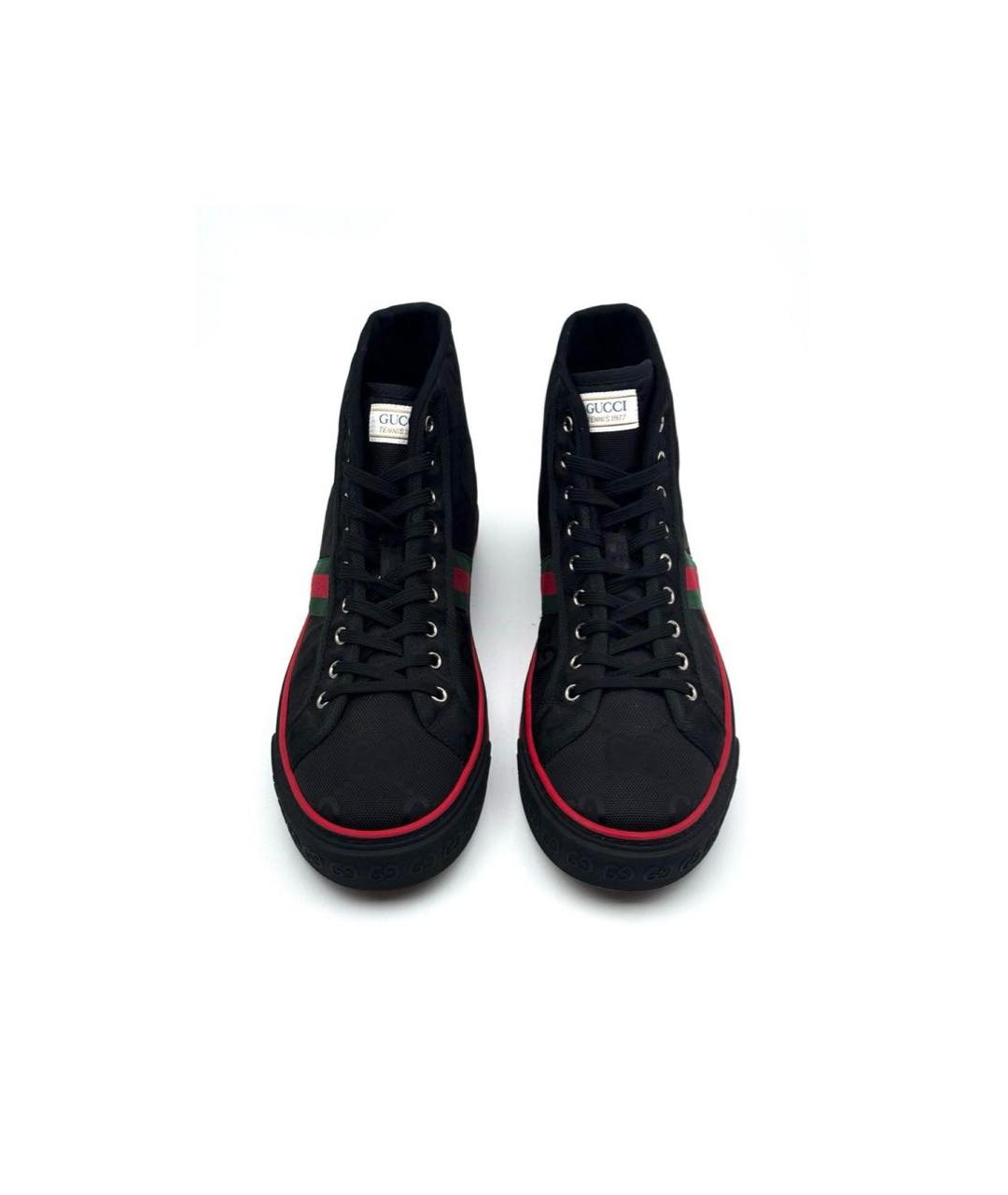 GUCCI Черные текстильные высокие кроссовки / кеды, фото 3