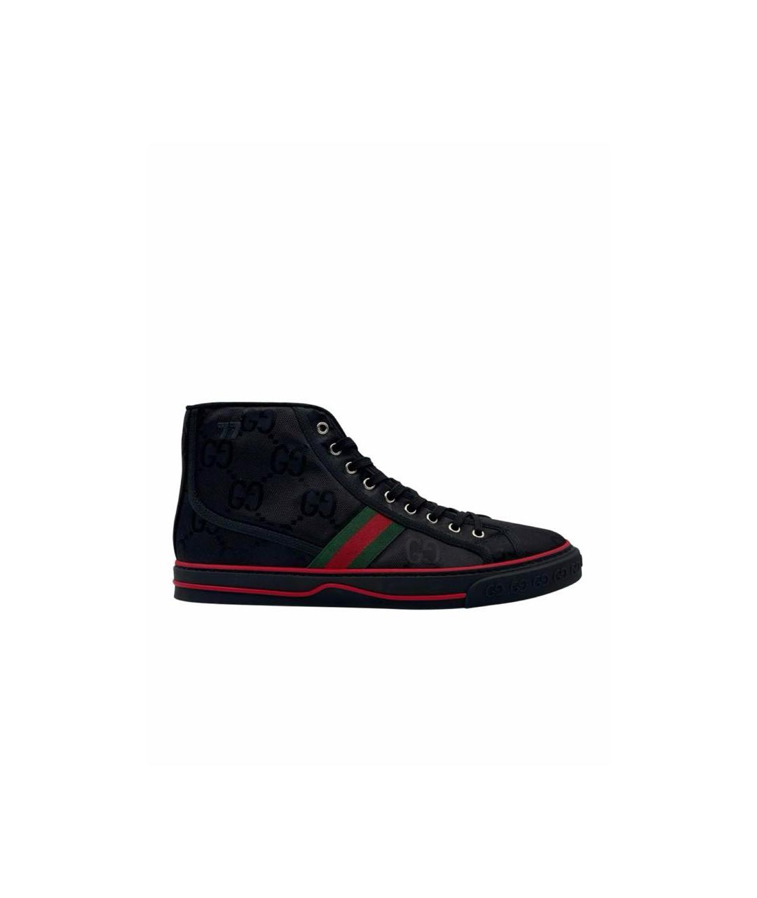 GUCCI Черные текстильные высокие кроссовки / кеды, фото 1