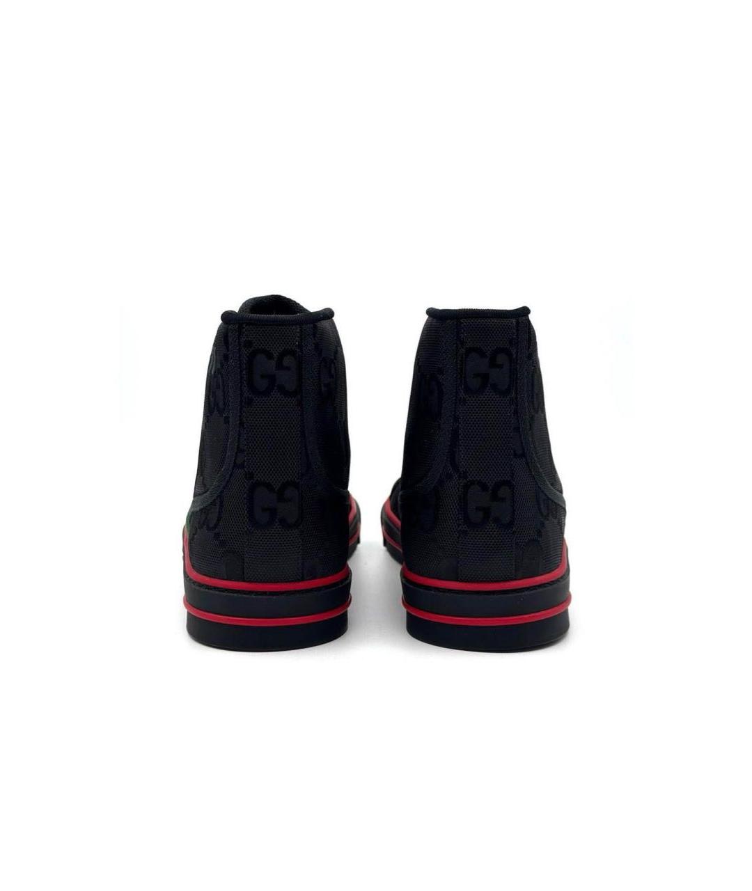GUCCI Черные текстильные высокие кроссовки / кеды, фото 4