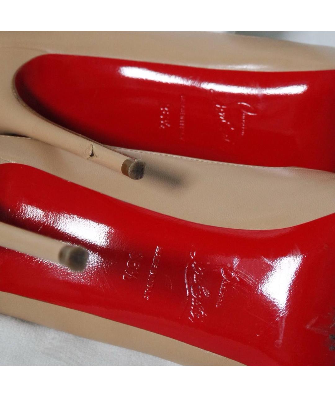 CHRISTIAN LOUBOUTIN Бежевые кожаные босоножки, фото 5