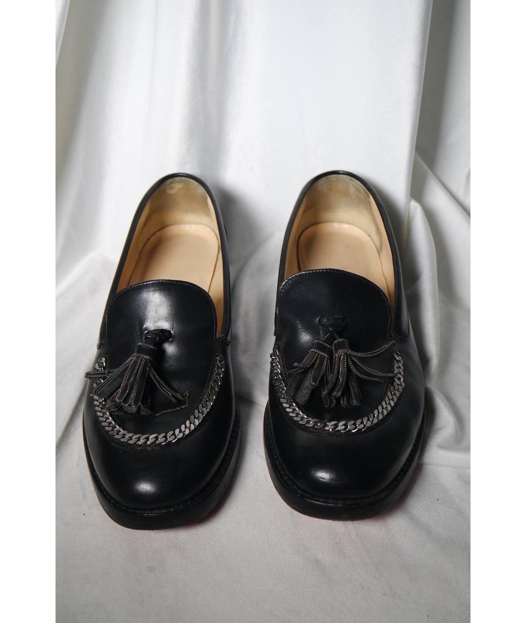 CHRISTIAN LOUBOUTIN Черные кожаные лоферы, фото 2