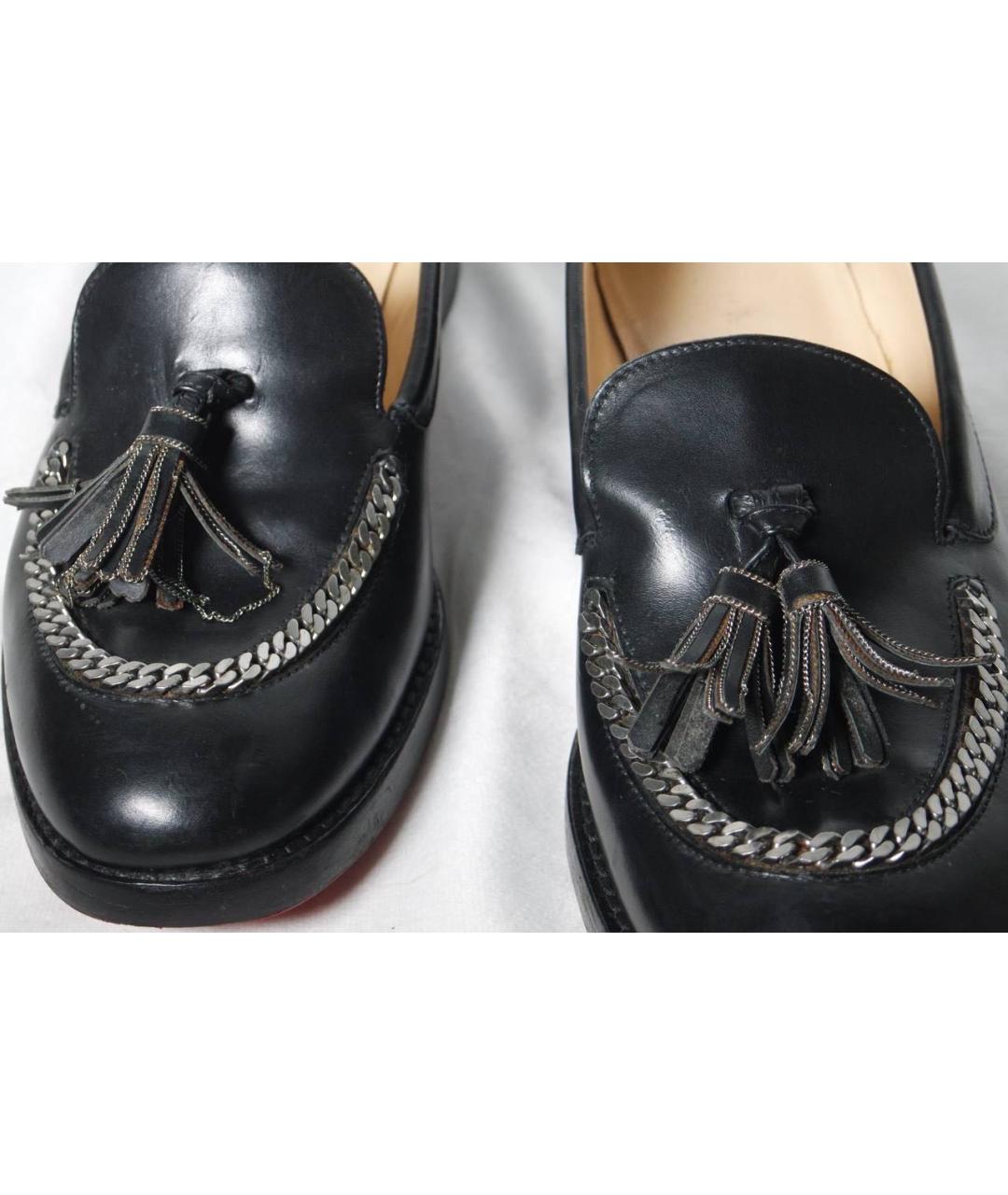 CHRISTIAN LOUBOUTIN Черные кожаные лоферы, фото 3