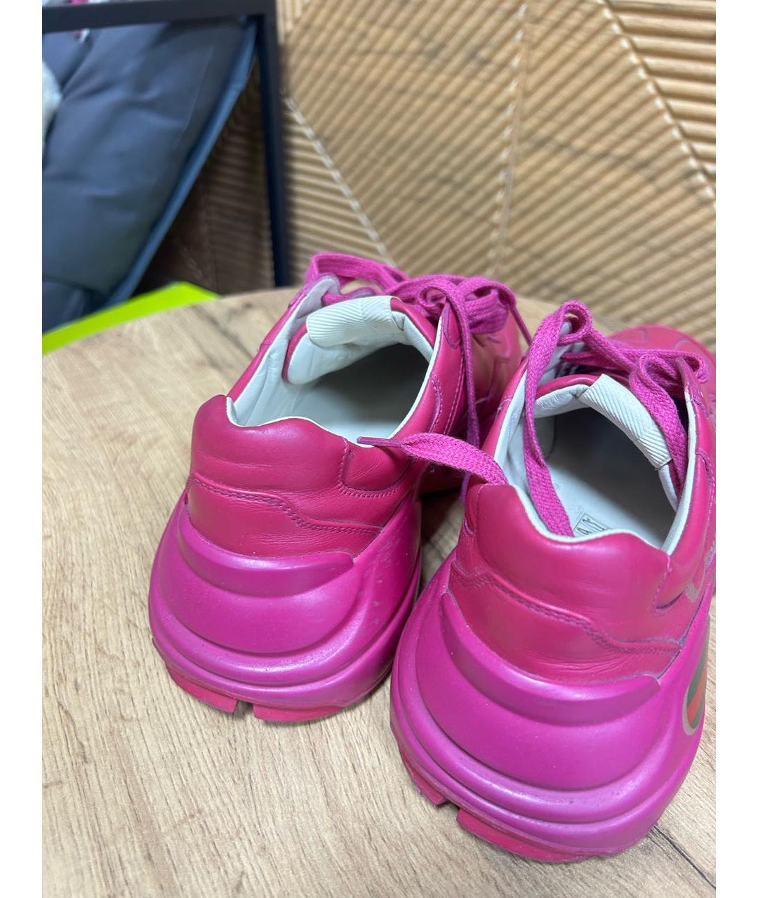 GUCCI Розовые кожаные кроссовки, фото 5