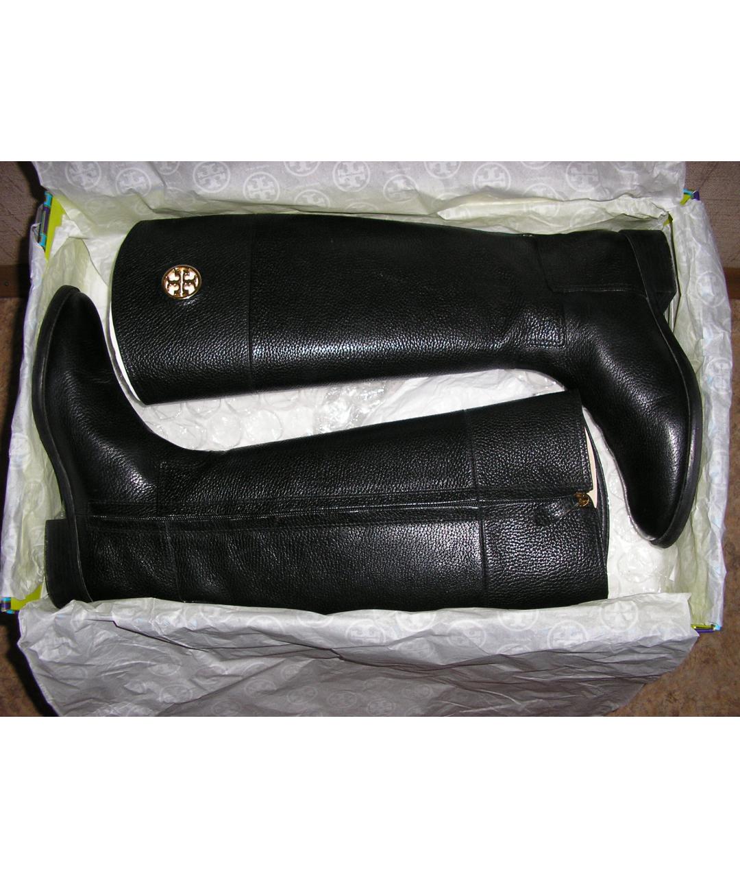 TORY BURCH Черные кожаные сапоги, фото 2