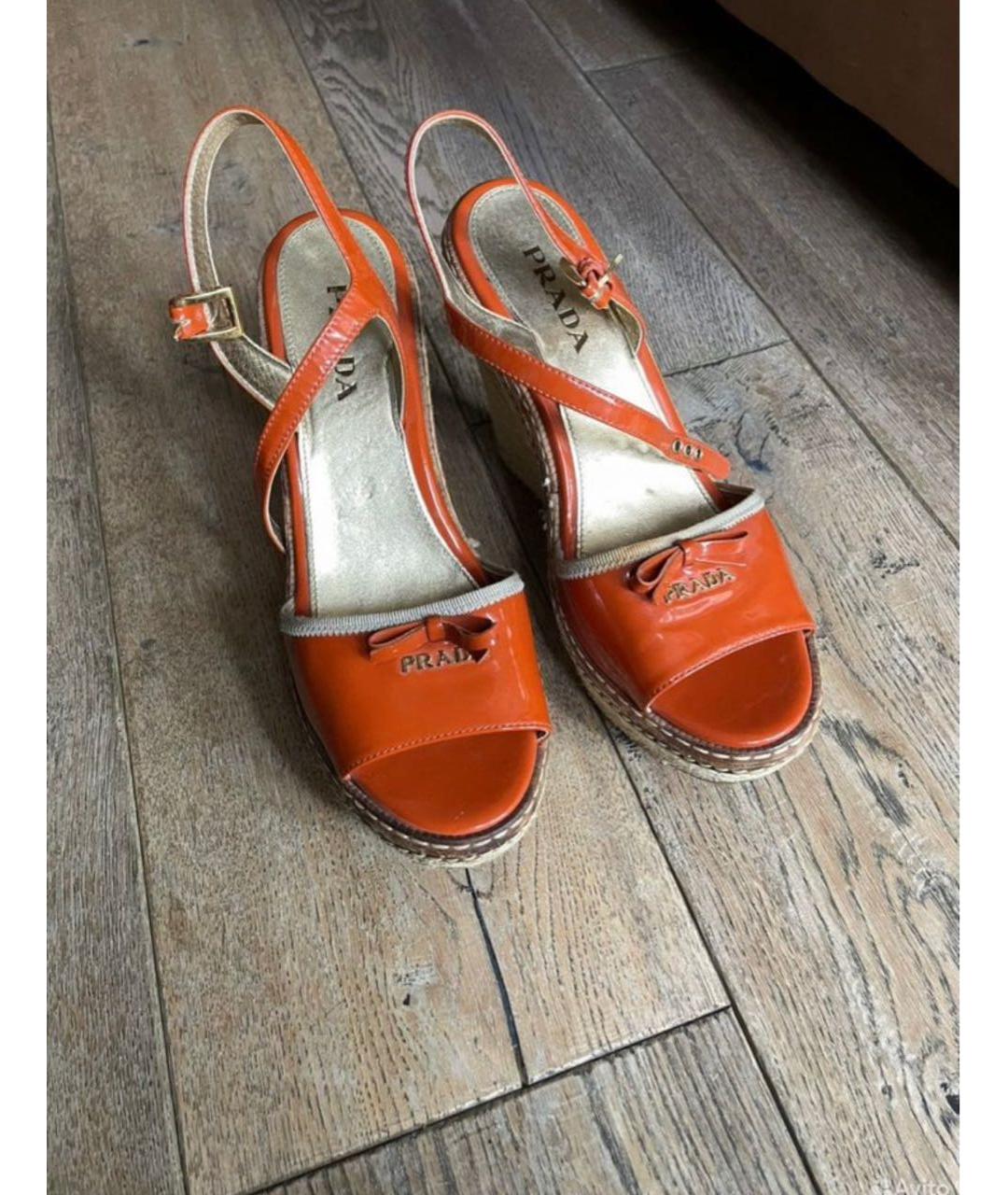 PRADA Оранжевое эспадрильи из лакированной кожи, фото 2