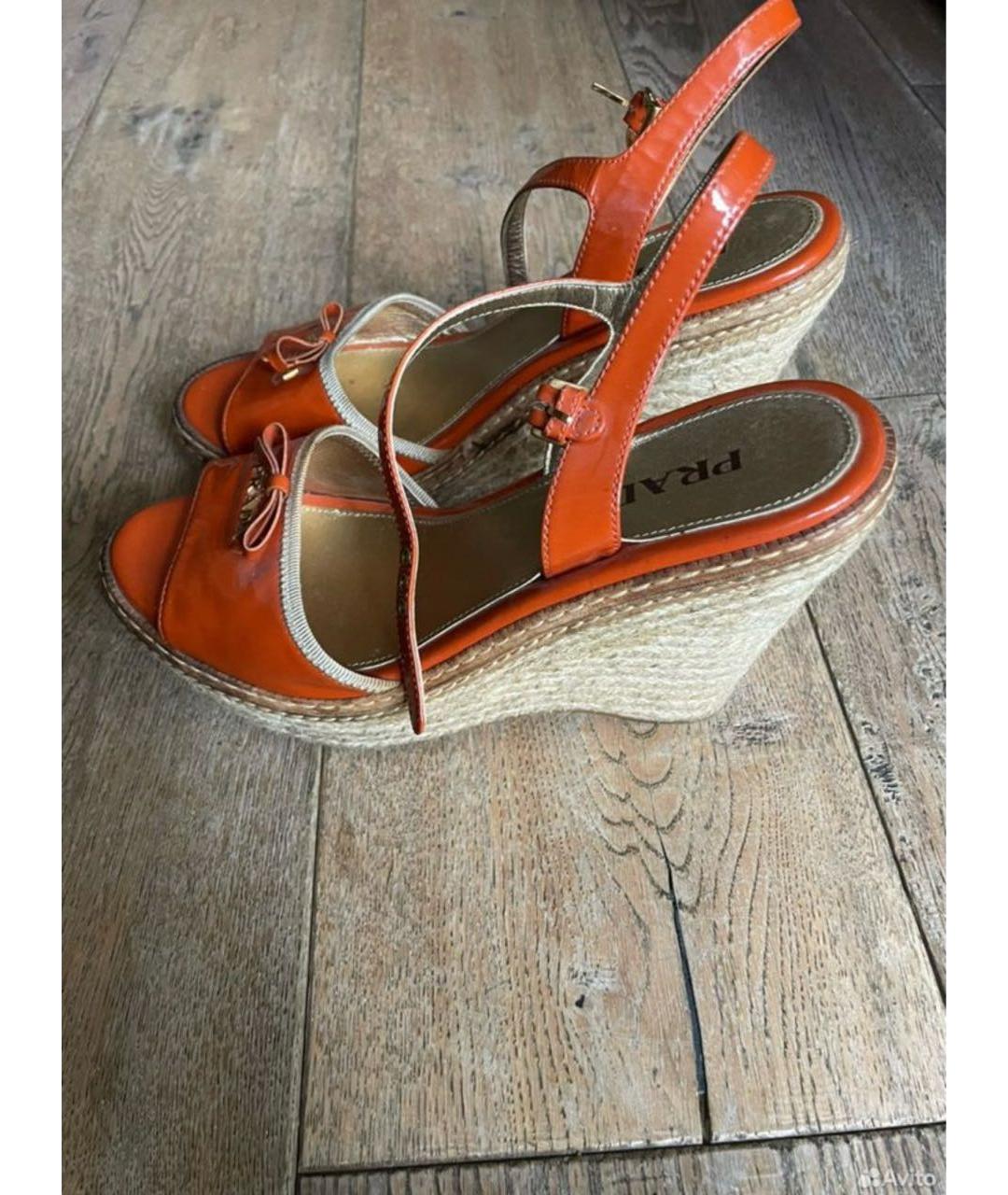 PRADA Оранжевое эспадрильи из лакированной кожи, фото 3