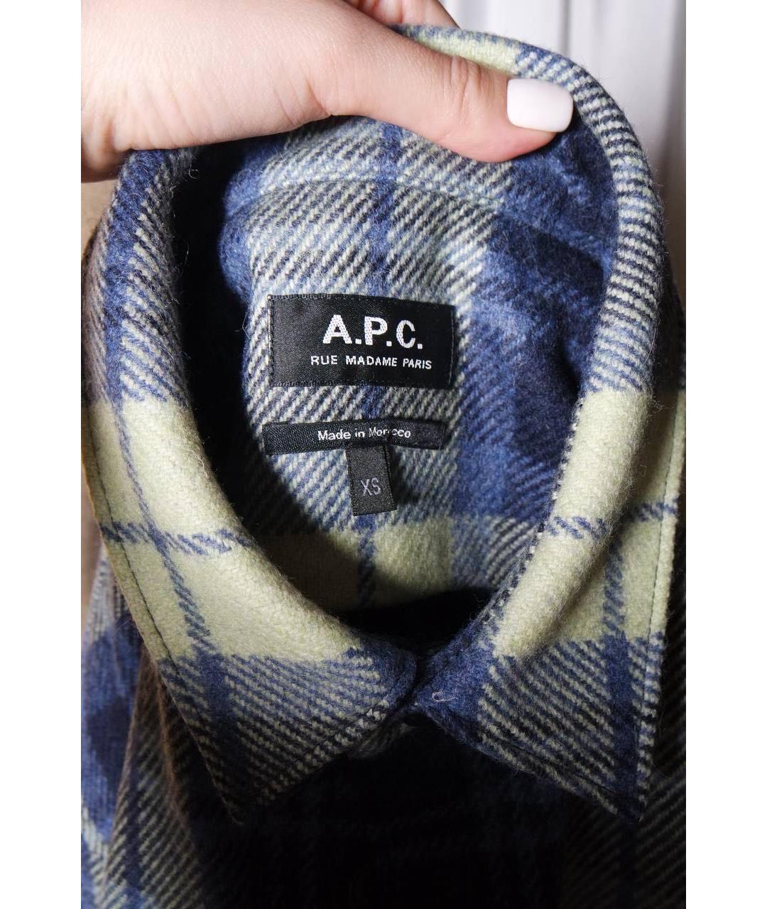 A.P.C. Синяя шерстяная кэжуал рубашка, фото 4