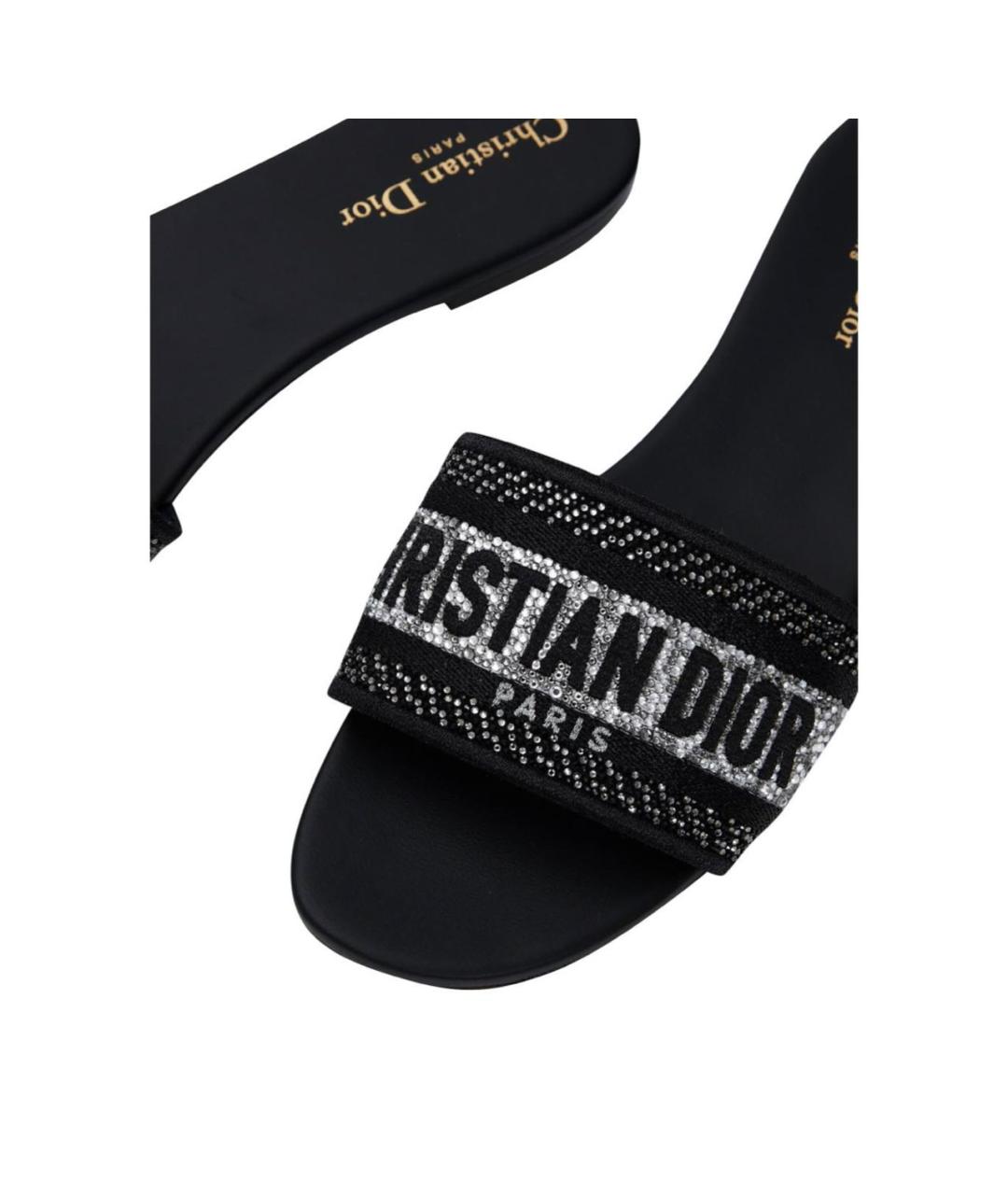CHRISTIAN DIOR Черные текстильные шлепанцы, фото 2