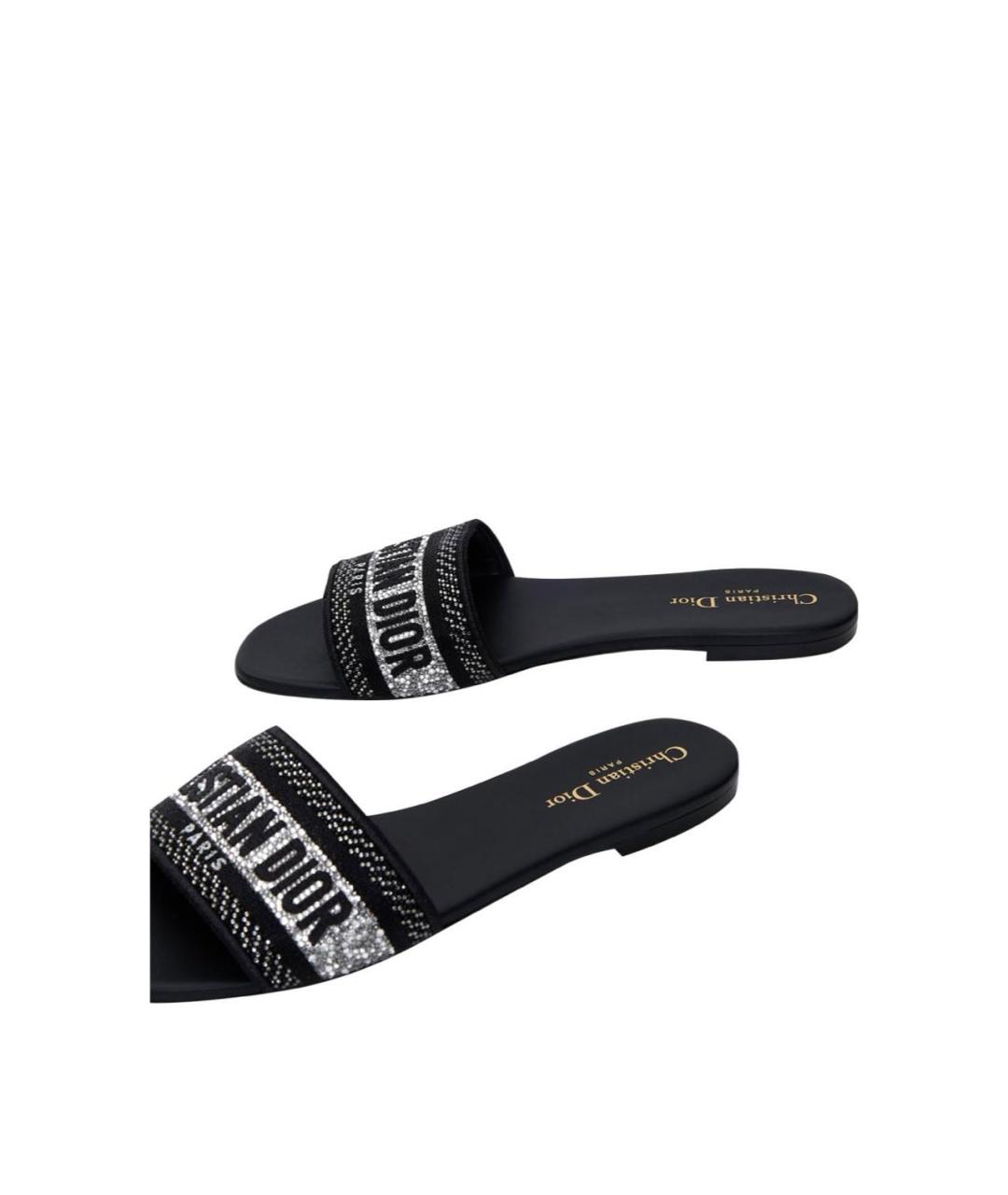 CHRISTIAN DIOR Черные текстильные шлепанцы, фото 6