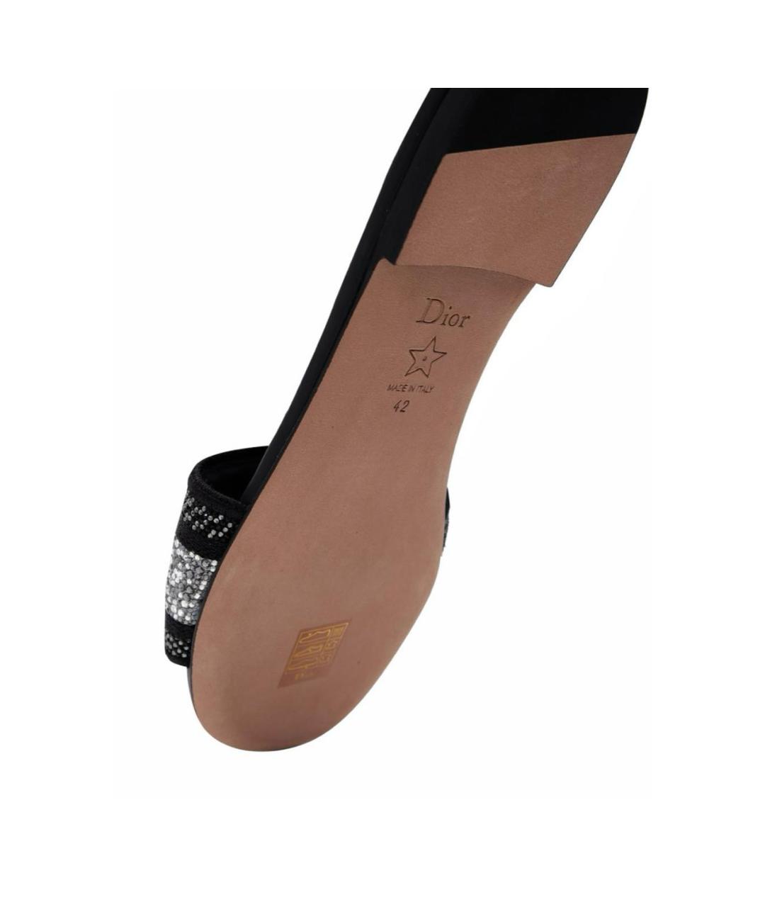 CHRISTIAN DIOR Черные текстильные шлепанцы, фото 7