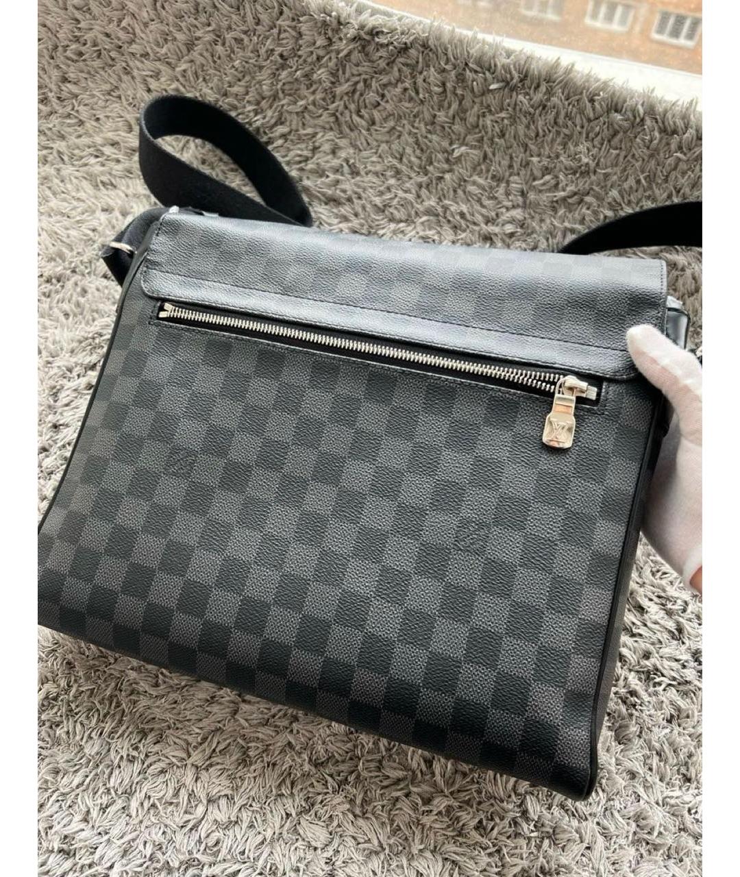 LOUIS VUITTON Антрацитовая кожаная сумка на плечо, фото 3