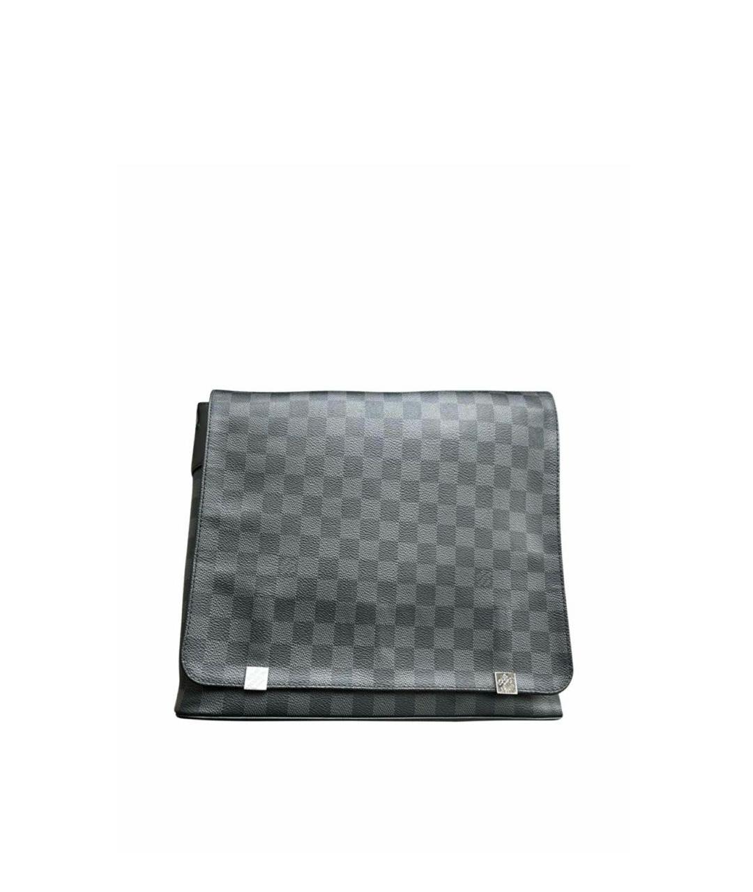 LOUIS VUITTON Антрацитовая кожаная сумка на плечо, фото 1