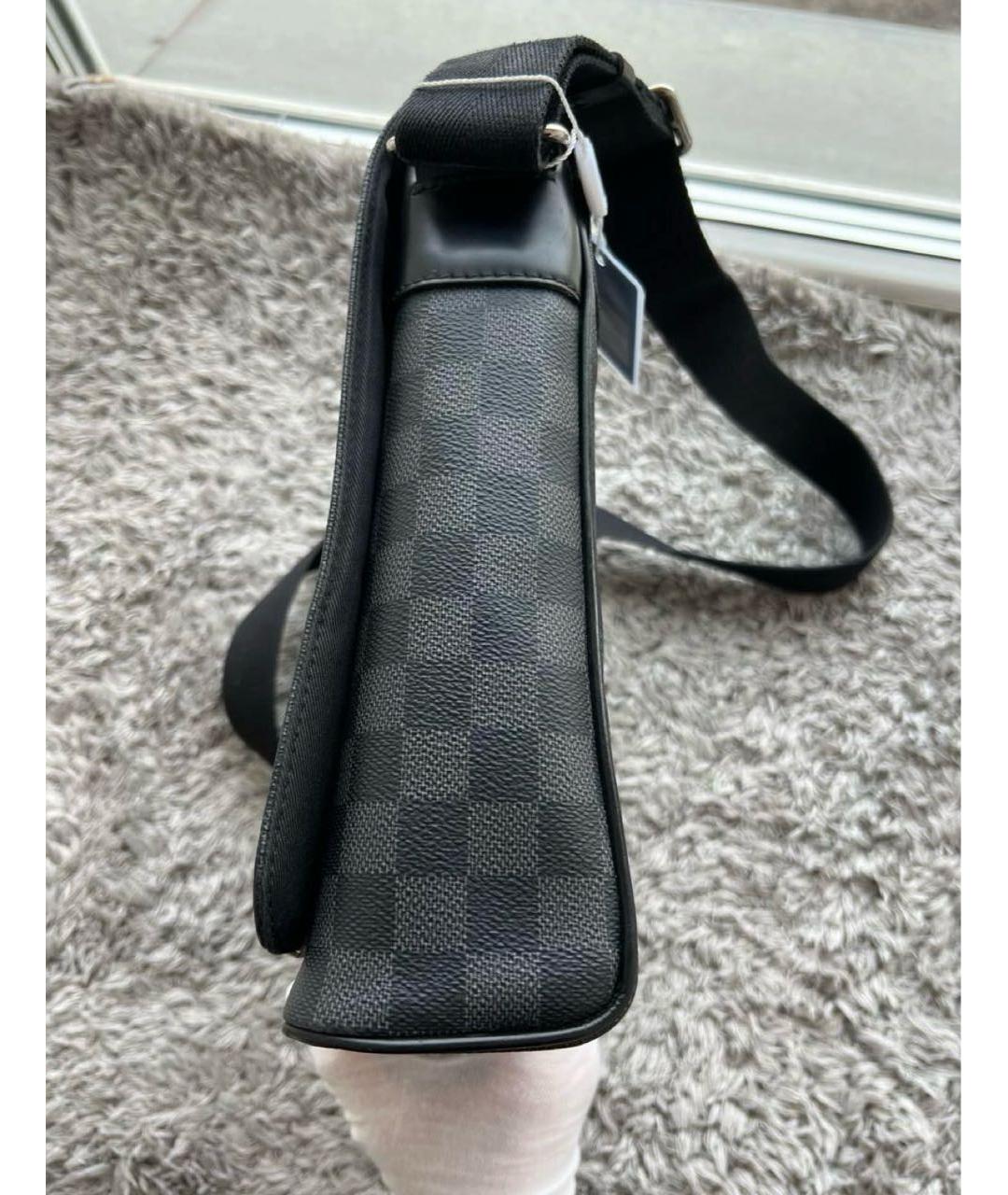 LOUIS VUITTON Антрацитовая кожаная сумка на плечо, фото 7