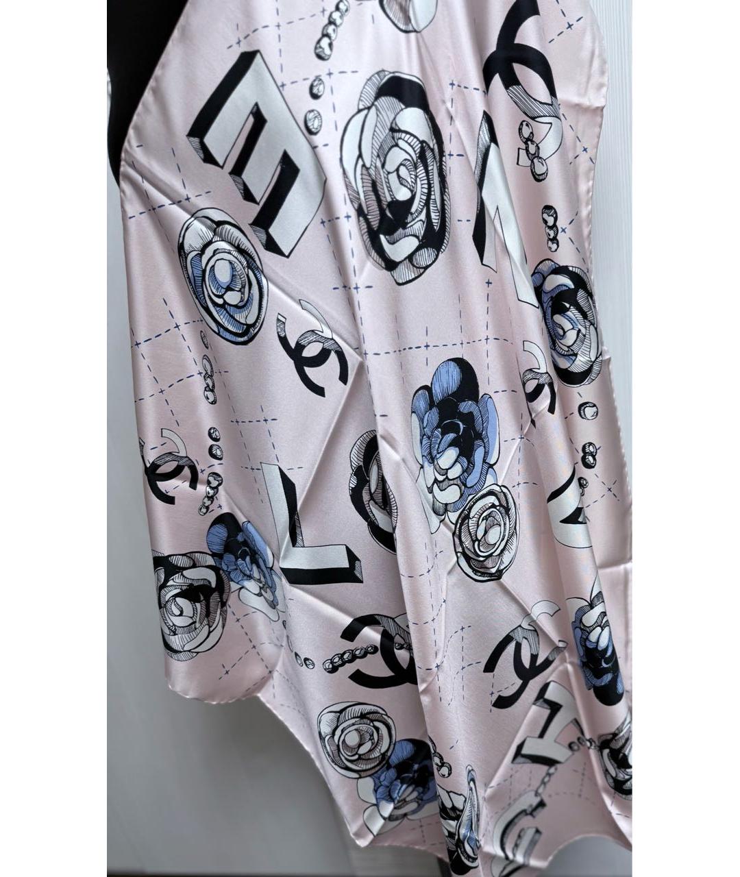 CHANEL Розовый шелковый платок, фото 4