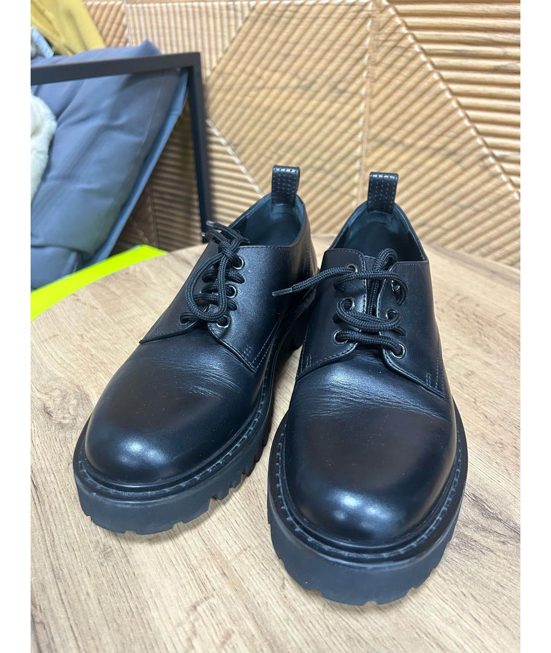 VALENTINO Черные кожаные брогги и оксфорды, фото 3