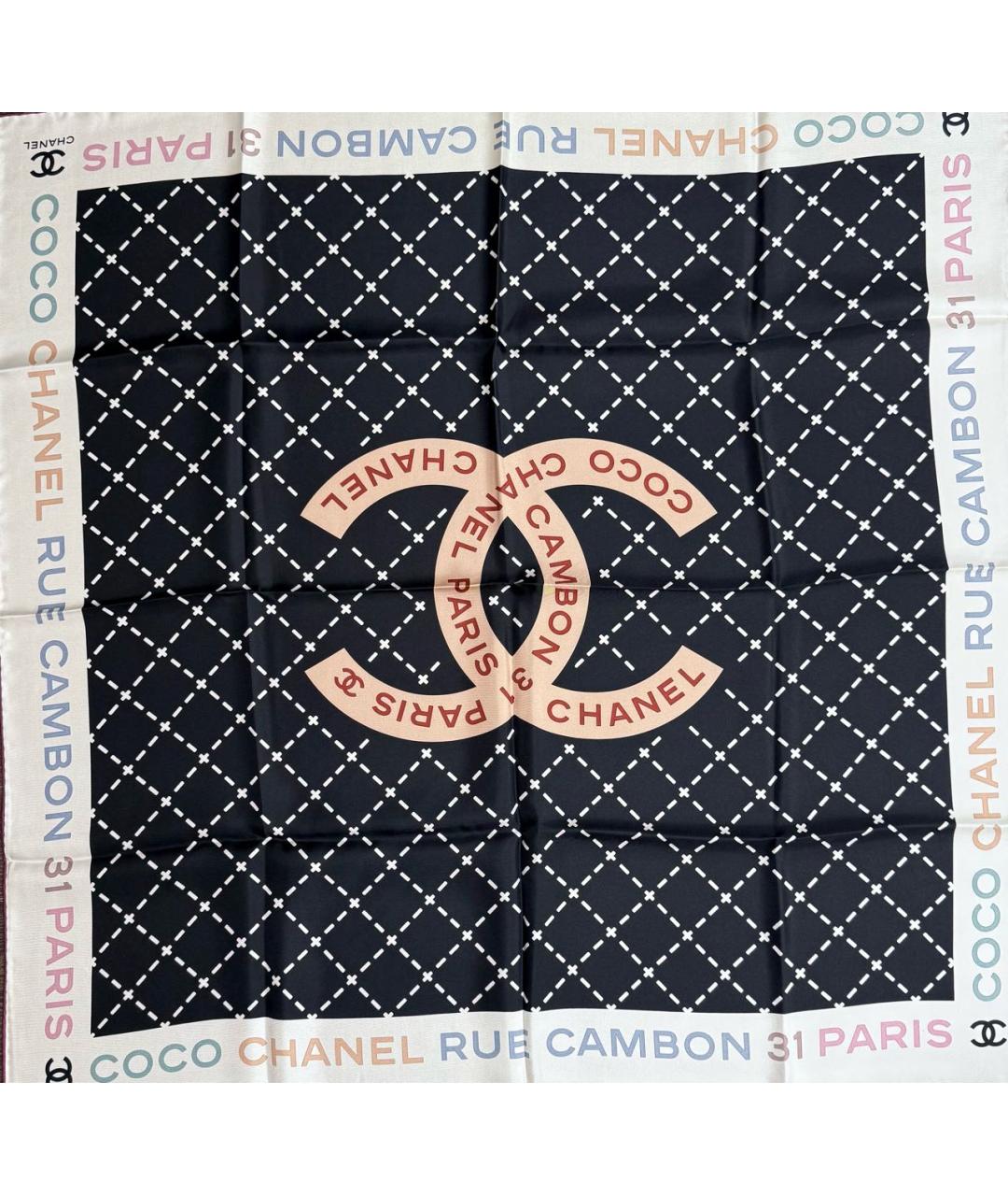 CHANEL Черный шелковый платок, фото 2