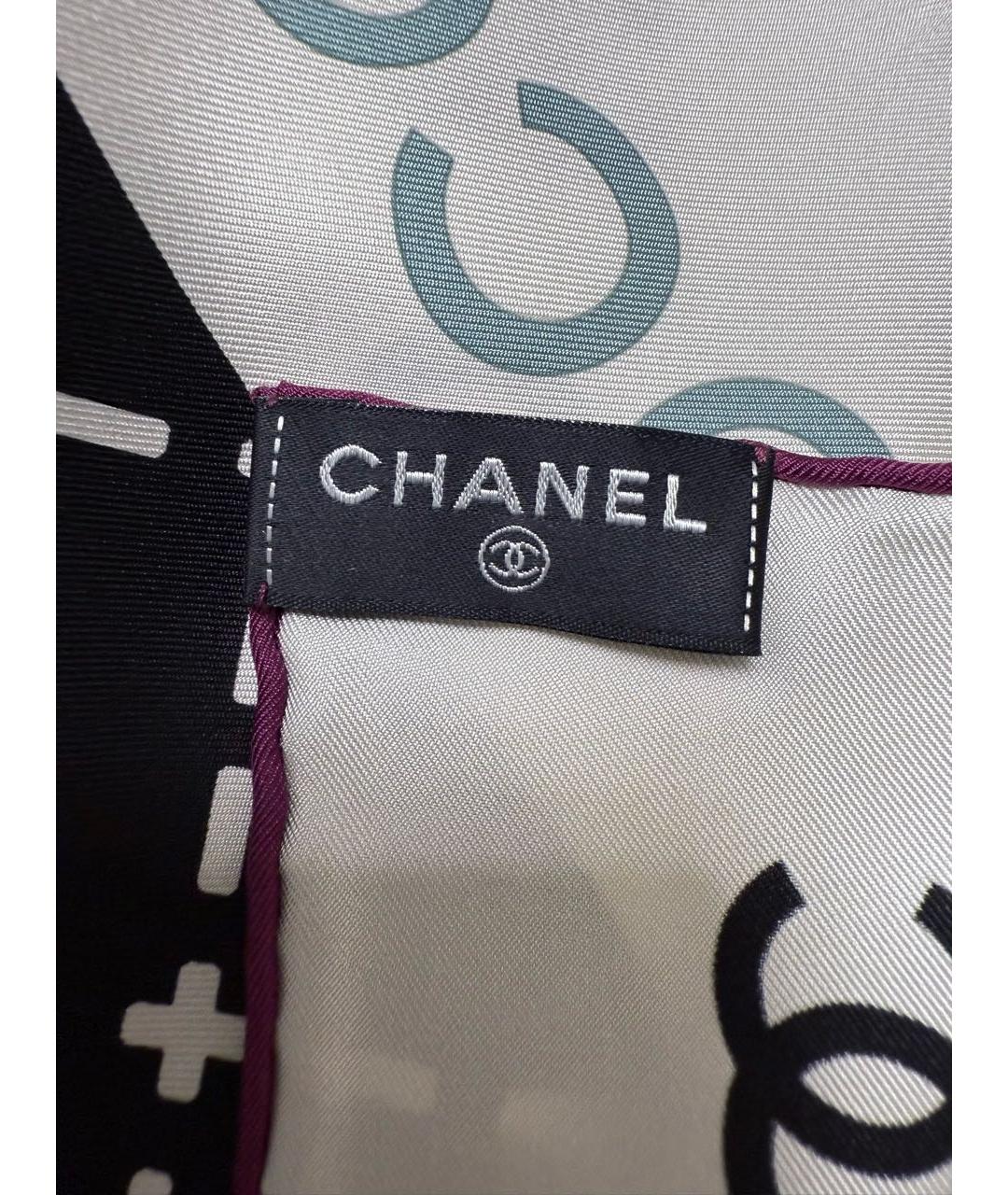 CHANEL Черный шелковый платок, фото 6