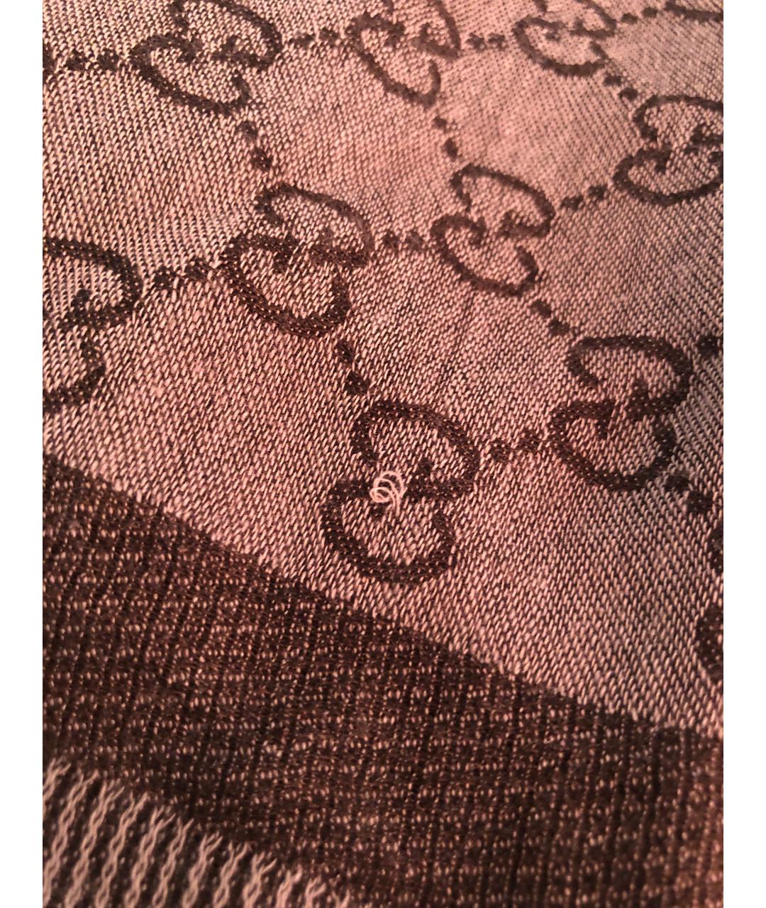 GUCCI Коричневый шерстяной шарф, фото 2