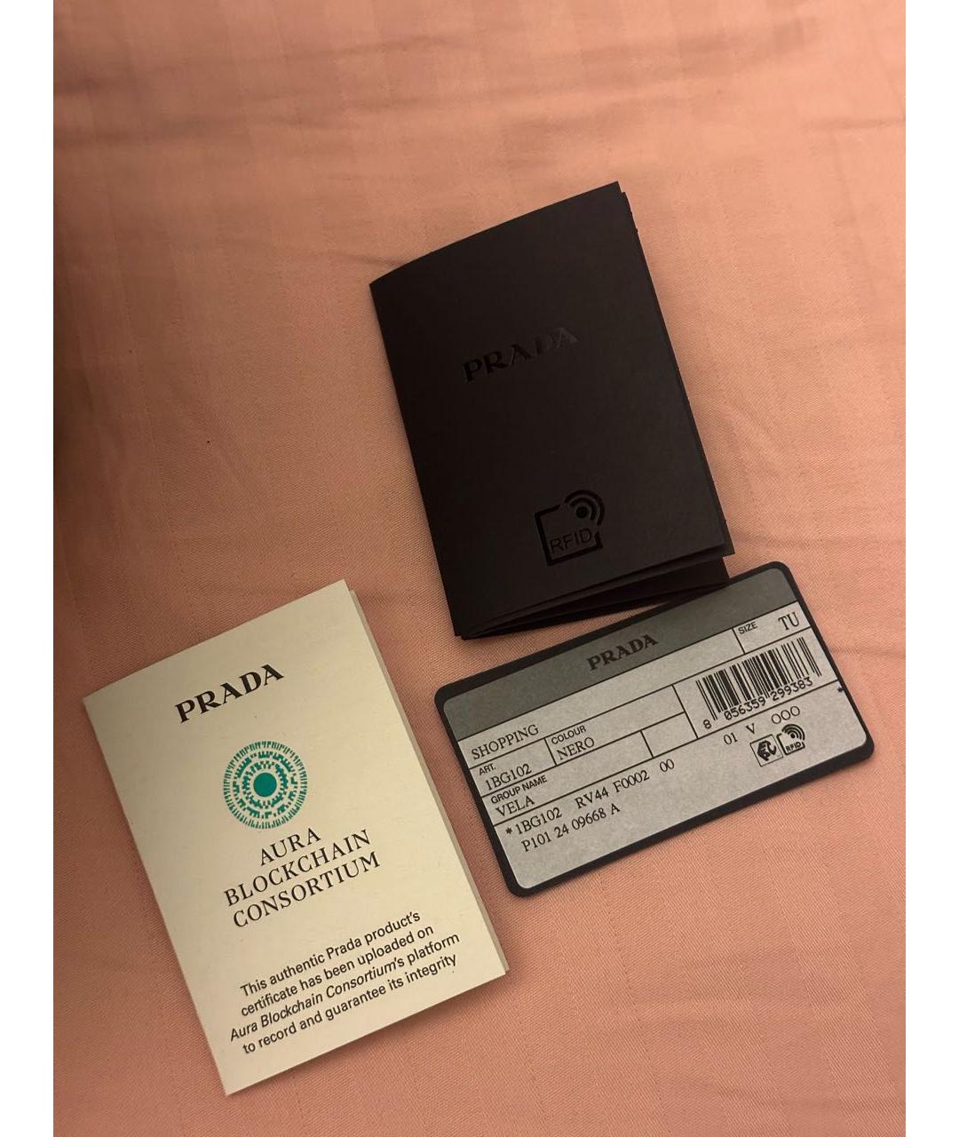 PRADA Черная тканевая сумка тоут, фото 5