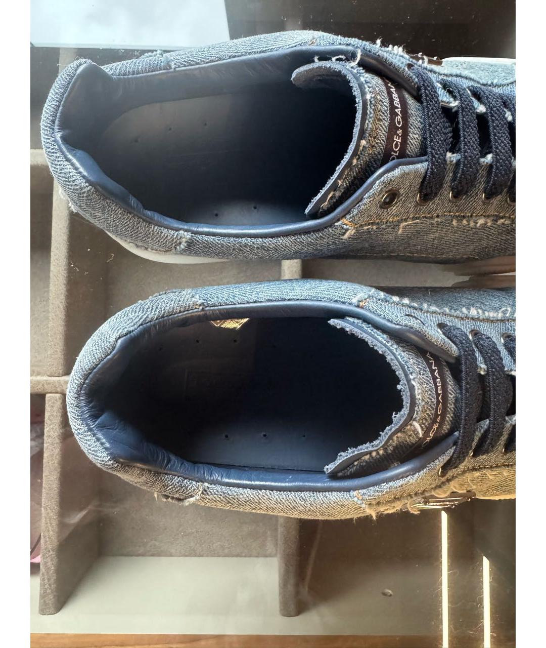 DOLCE&GABBANA Темно-синие текстильные кеды, фото 3