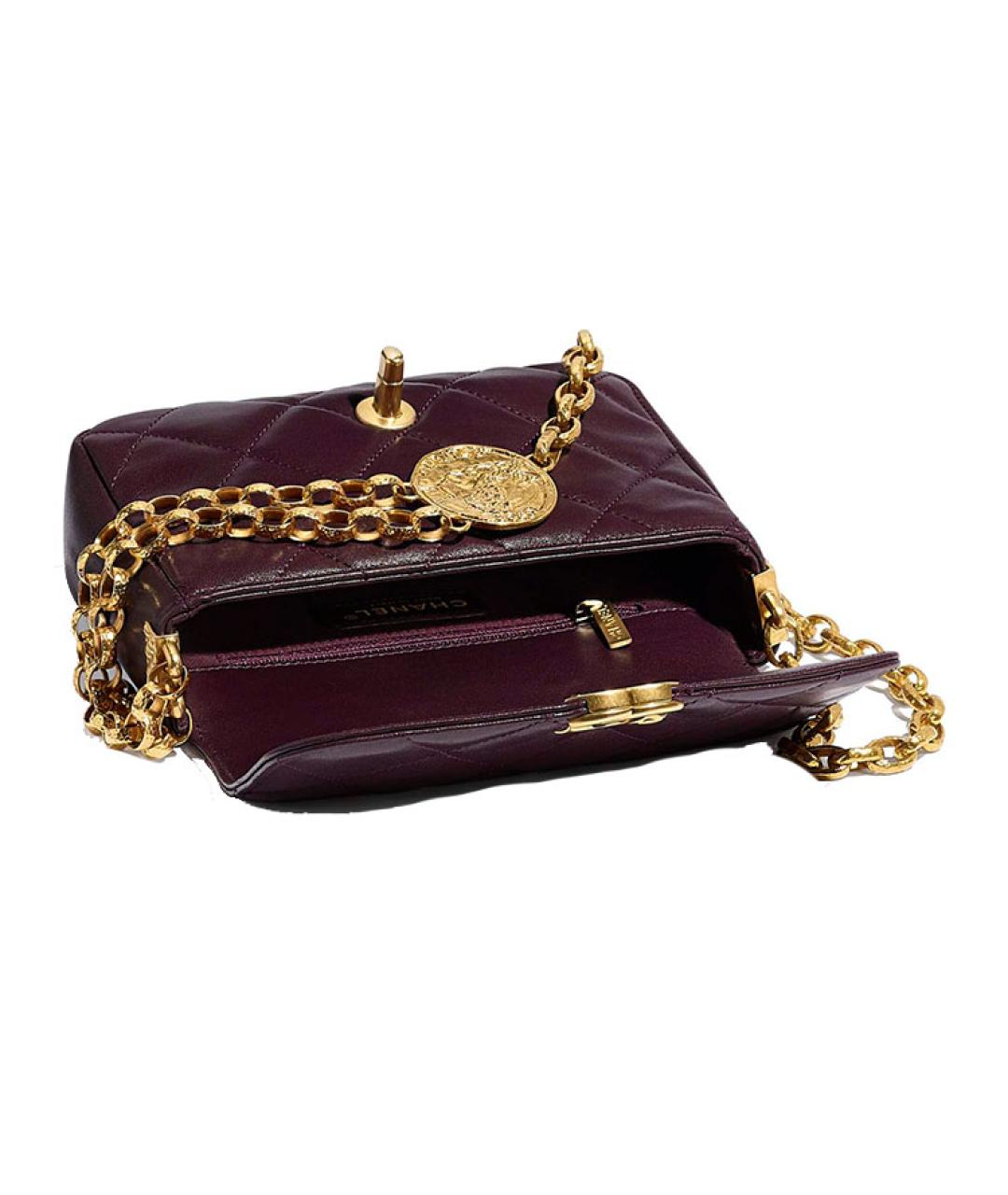 CHANEL Бордовая кожаная сумка через плечо, фото 3