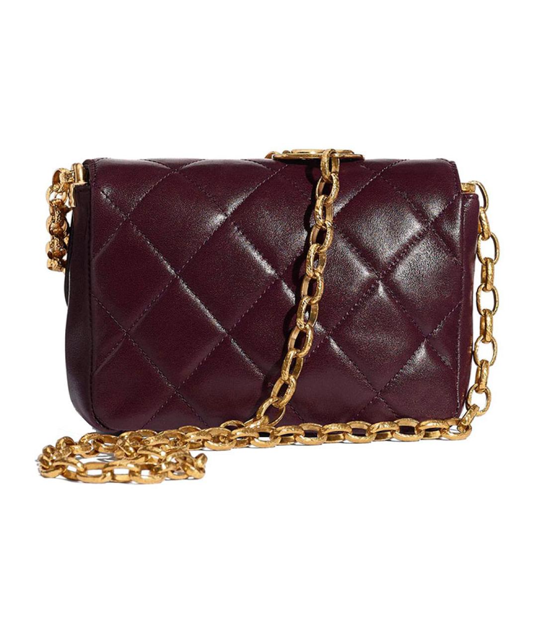 CHANEL Бордовая кожаная сумка через плечо, фото 2