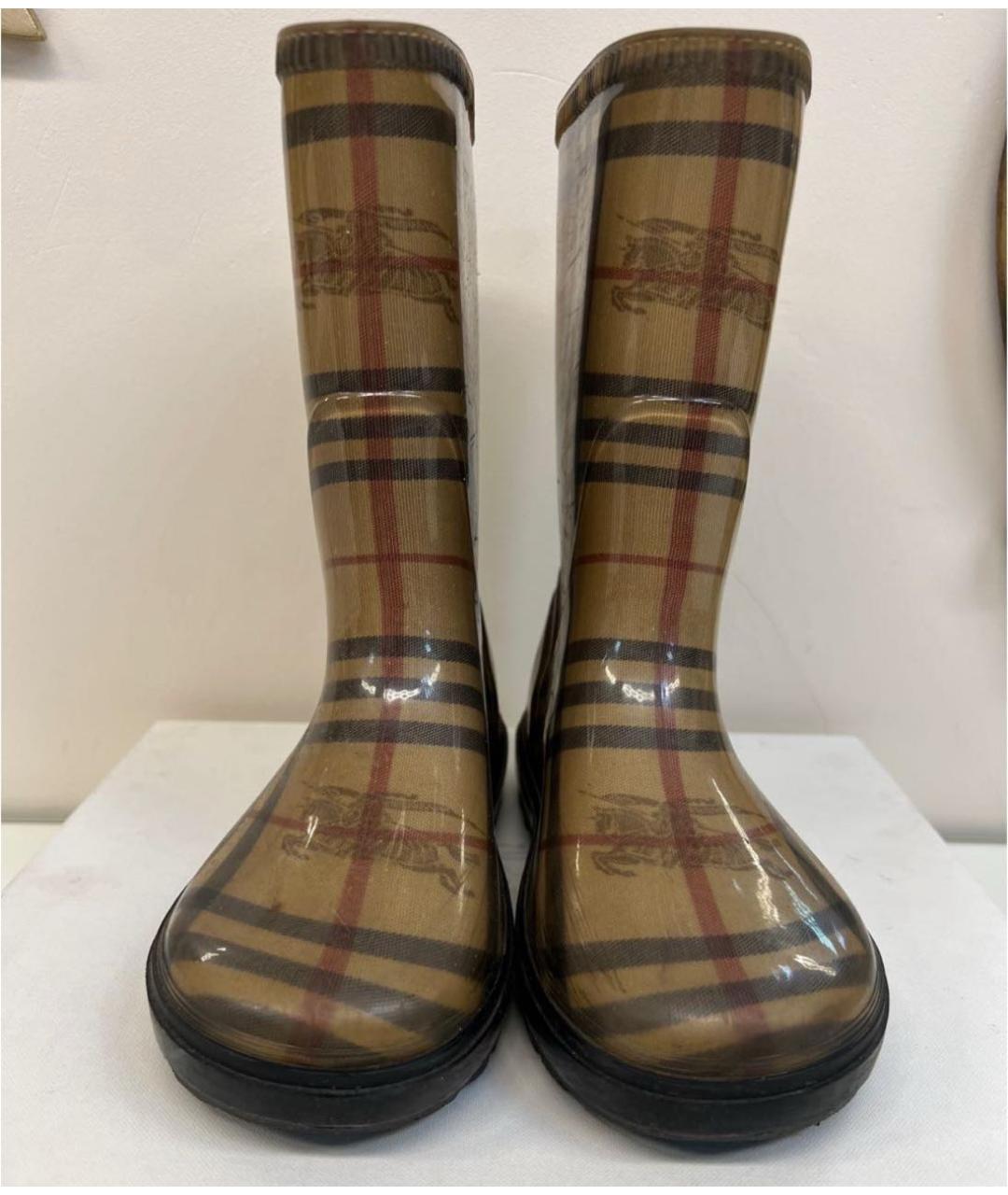 BURBERRY Коричневые резиновые сапоги, фото 2