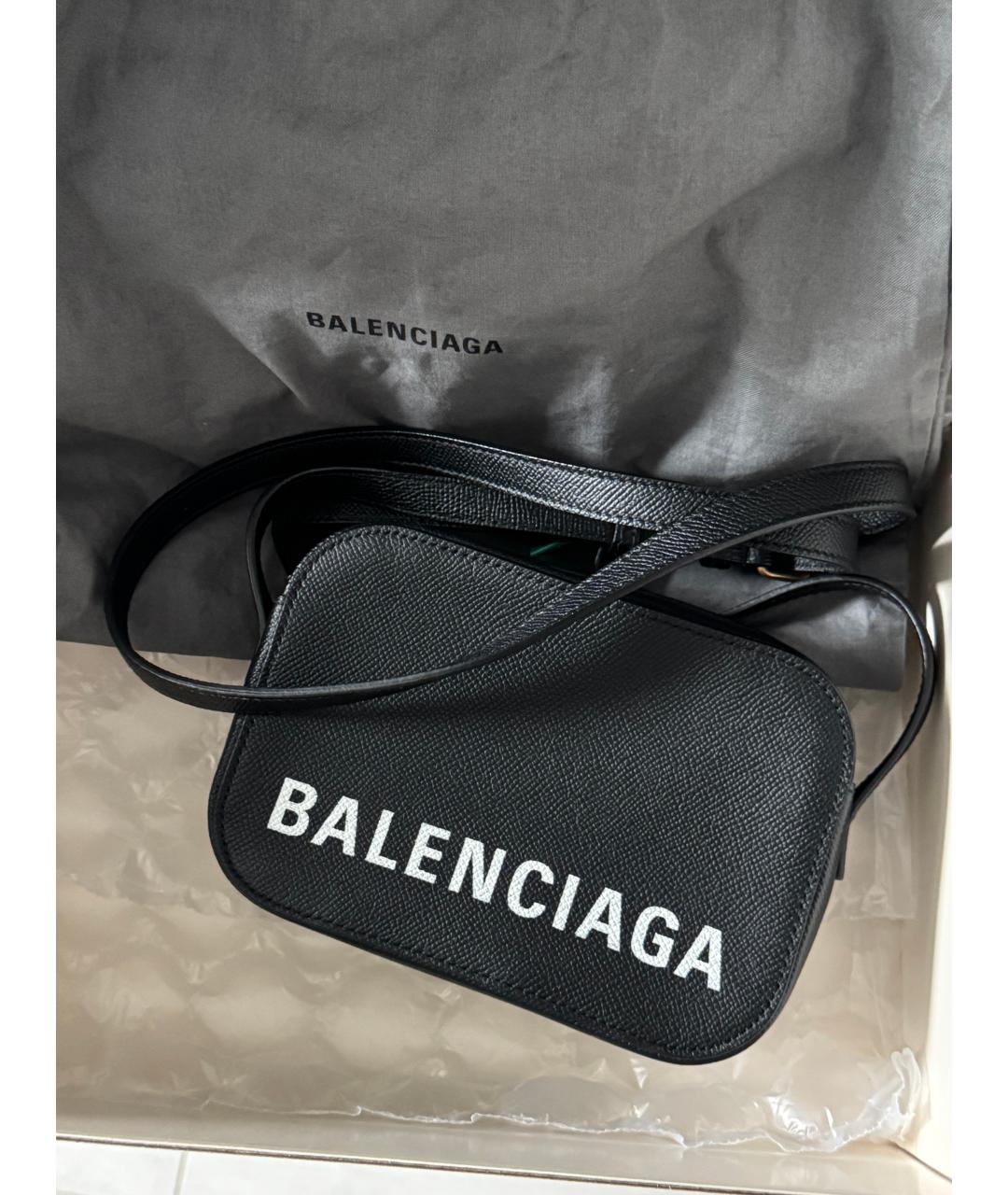 BALENCIAGA Черная кожаная сумка через плечо, фото 2