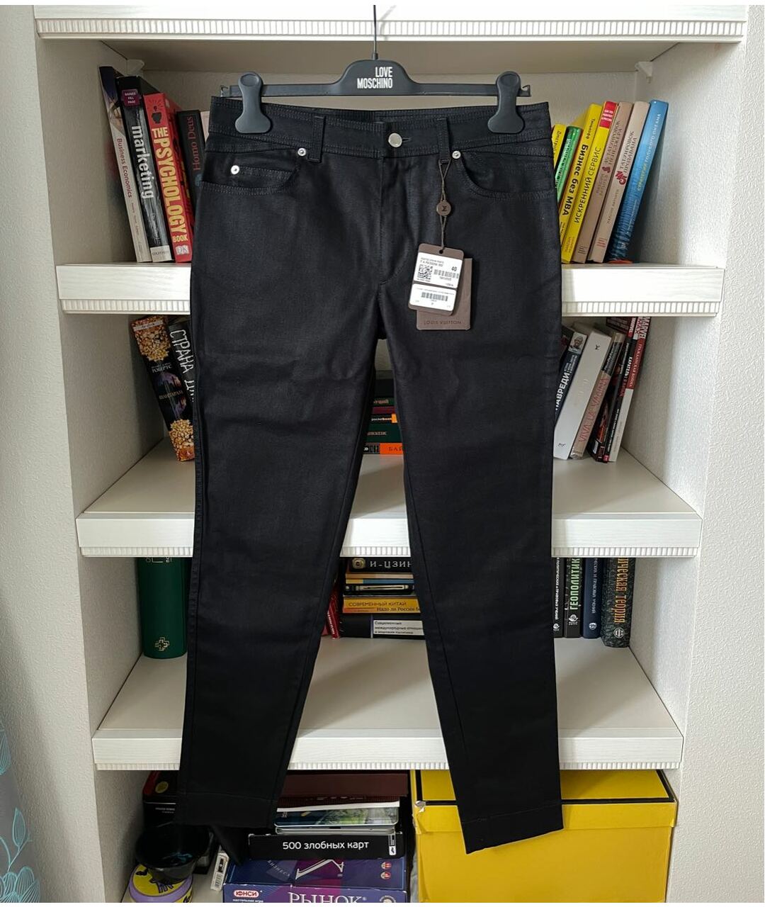 LOUIS VUITTON Черные хлопко-эластановые джинсы слим, фото 8