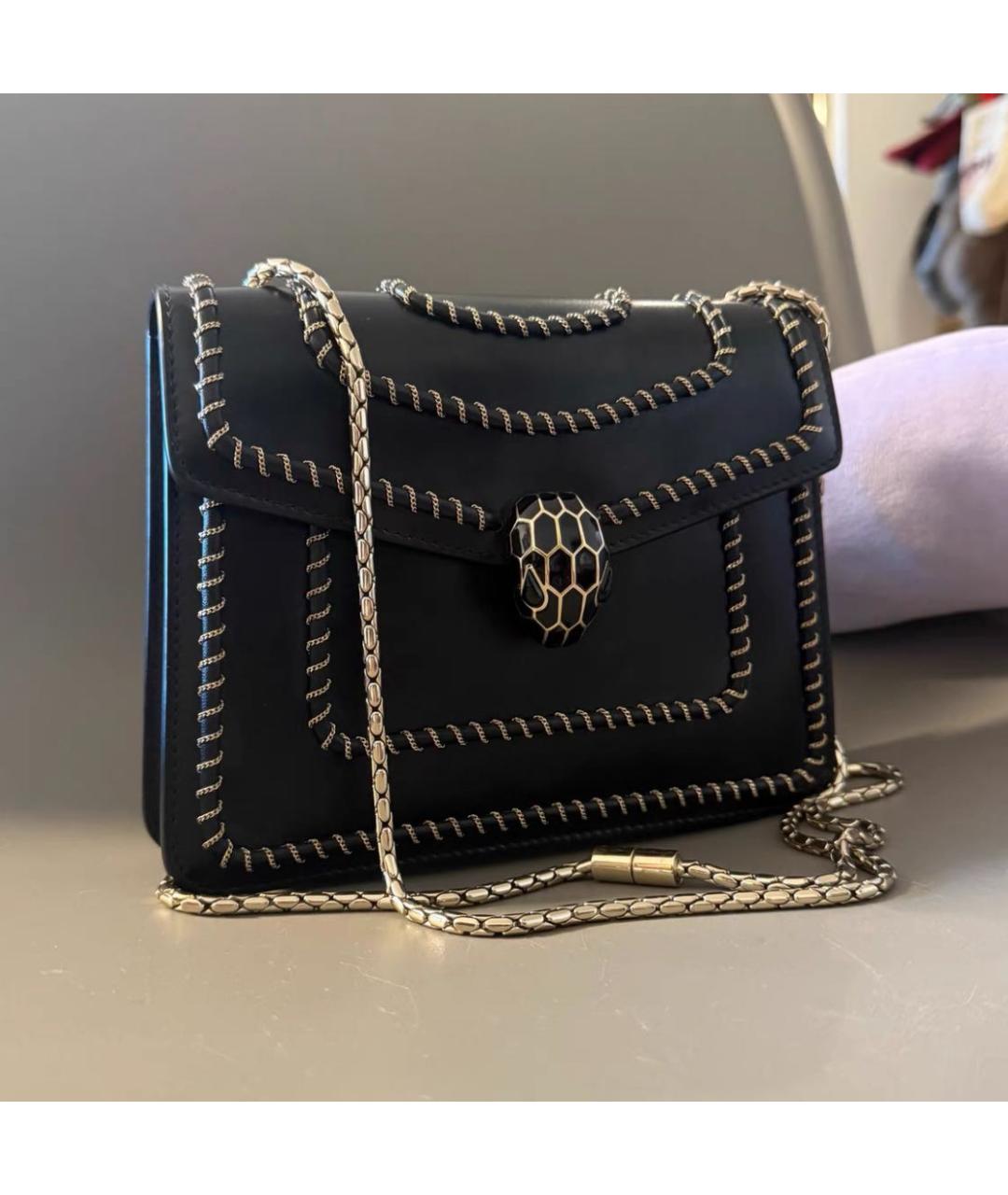BVLGARI Черная кожаная сумка через плечо, фото 2