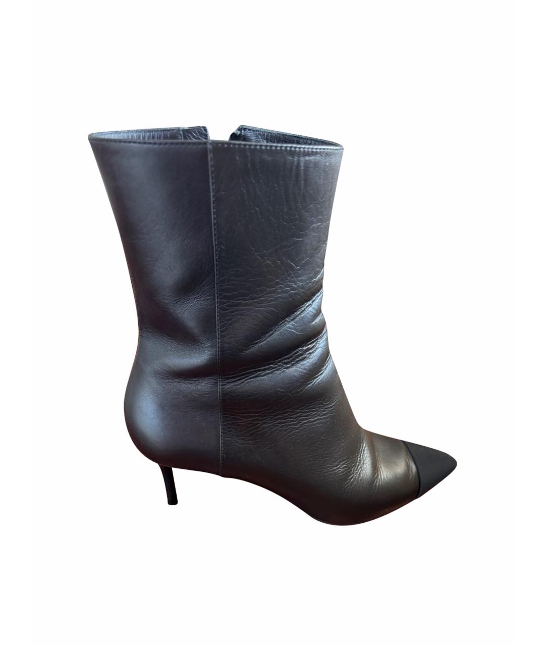 CHANEL Черные кожаные ботильоны, фото 1