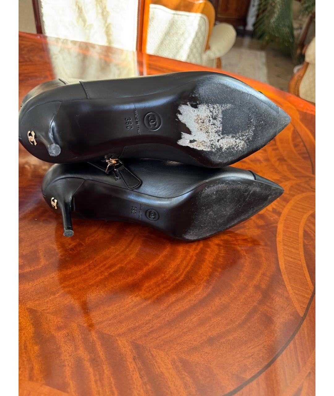 CHANEL Черные кожаные ботильоны, фото 5