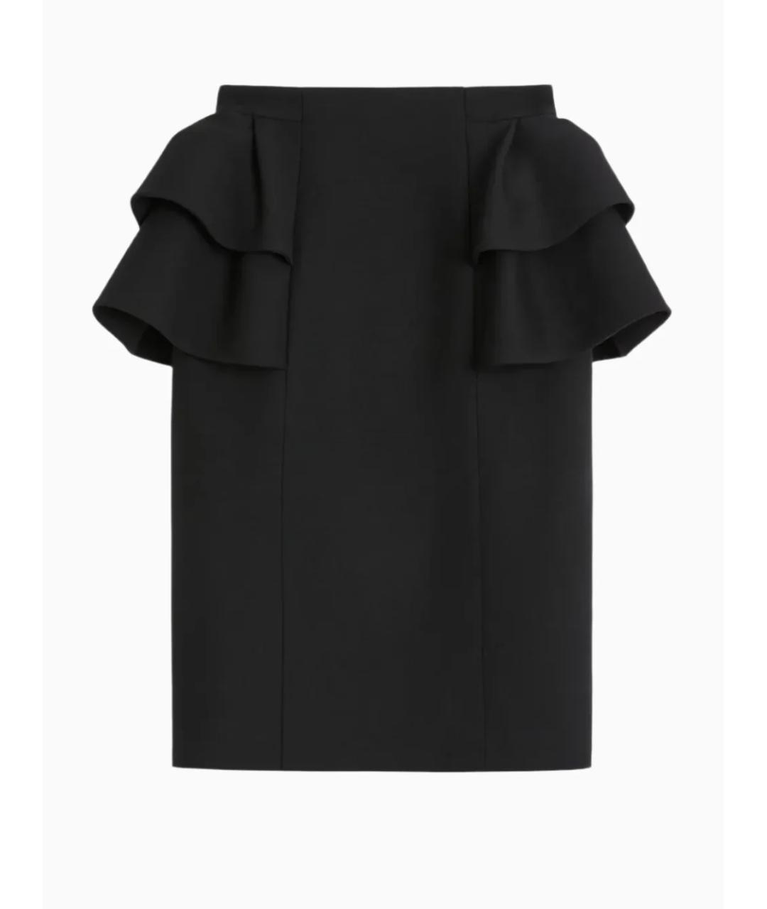 VALENTINO Черная шерстяная юбка миди, фото 1