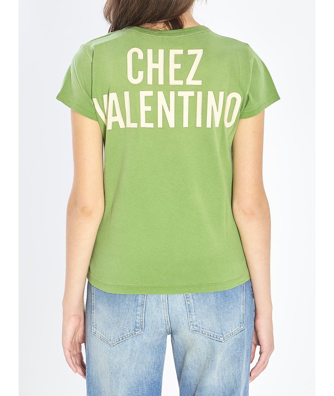 VALENTINO Зеленая хлопковая футболка, фото 5