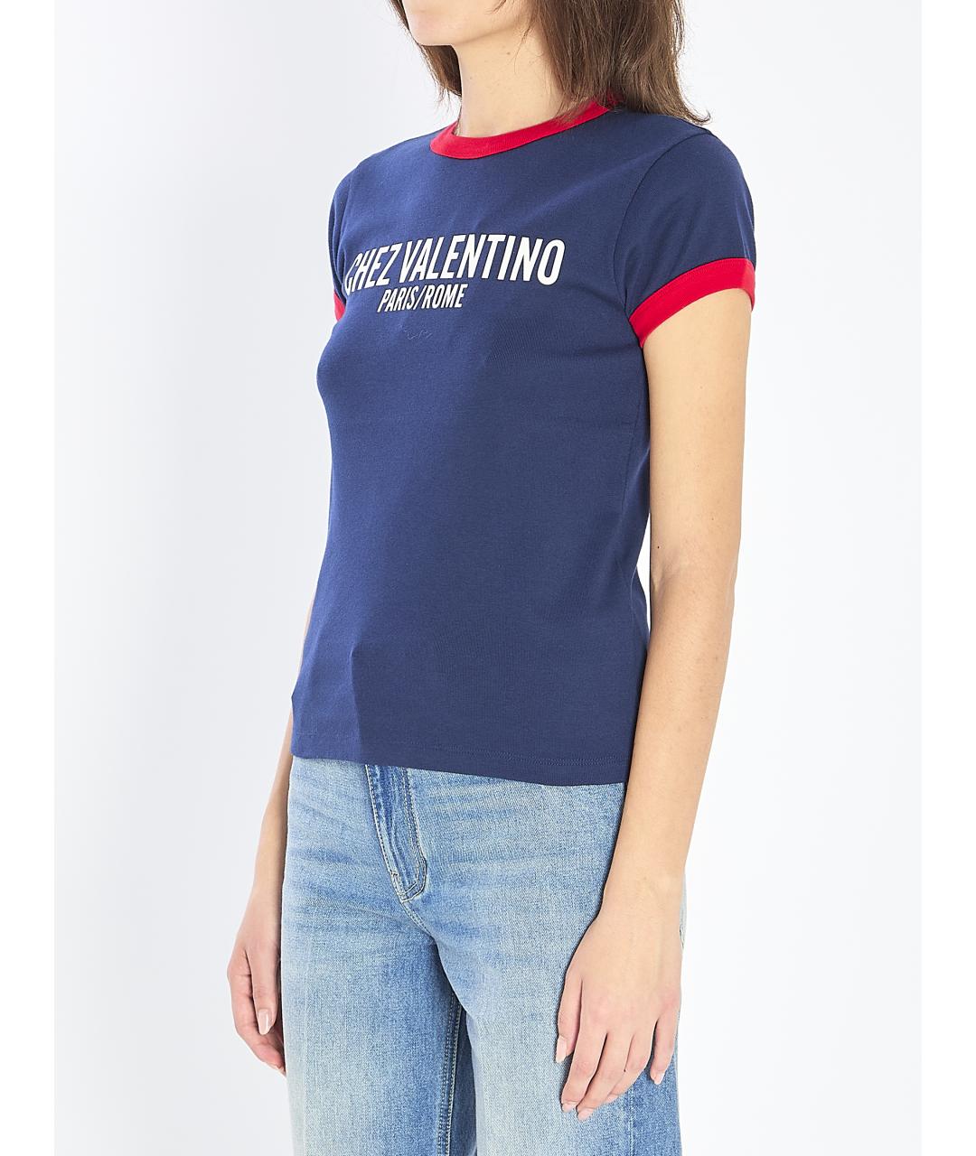 VALENTINO Синяя хлопковая футболка, фото 3