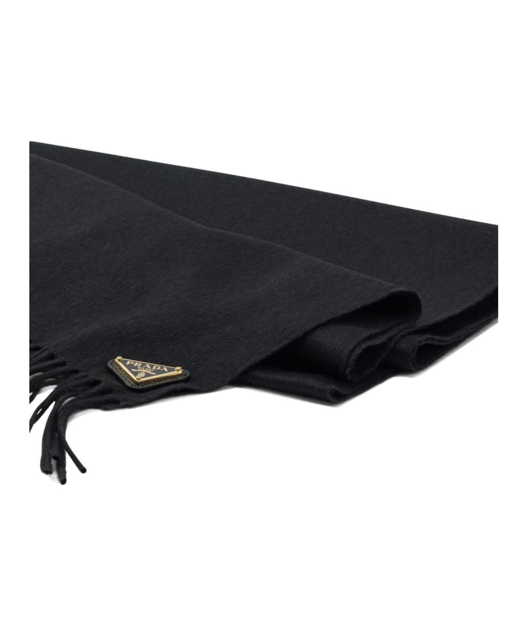 PRADA Черный шерстяной шарф, фото 2